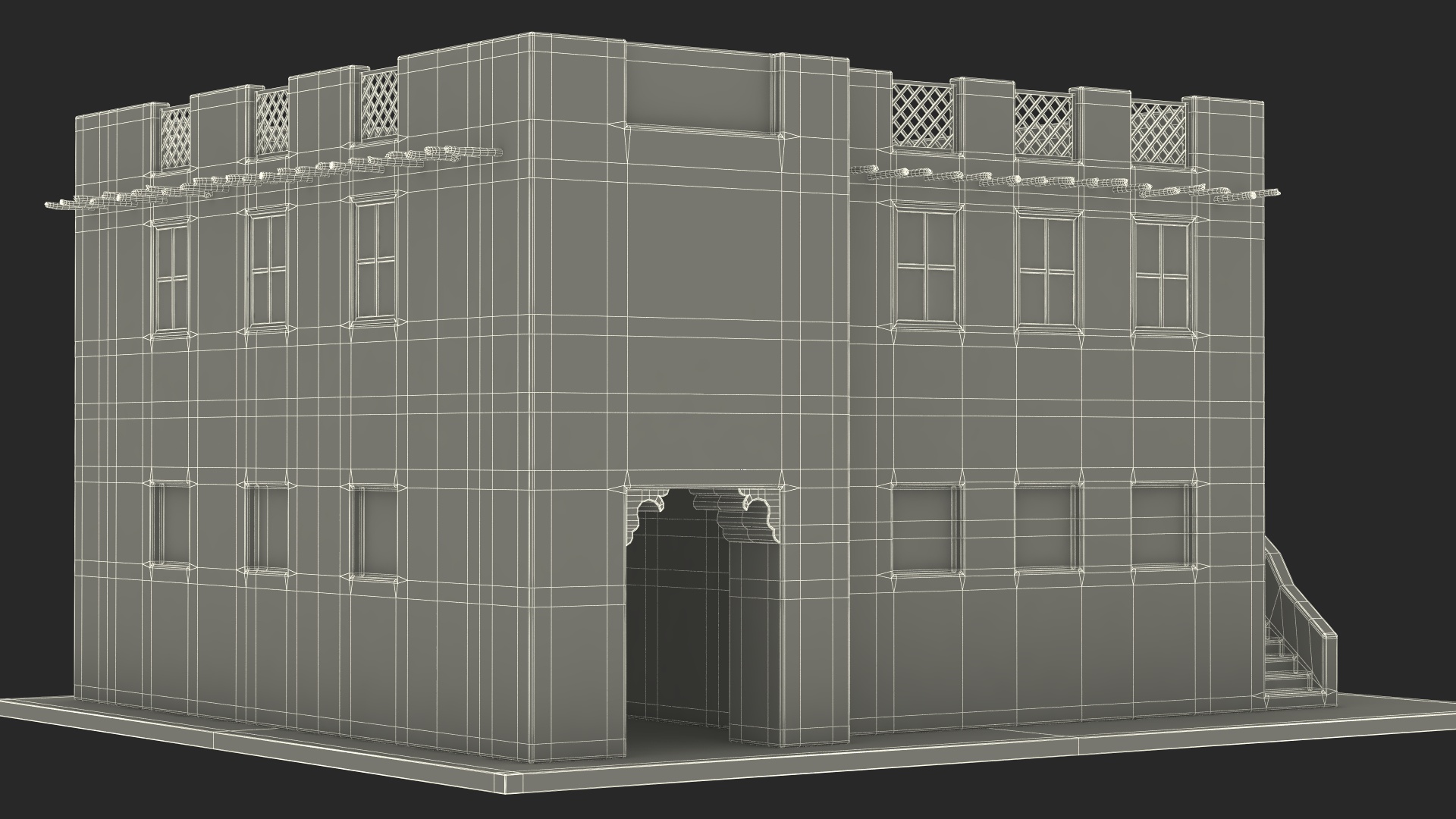 Cartoon Two Story Arab Adobe House 3D model