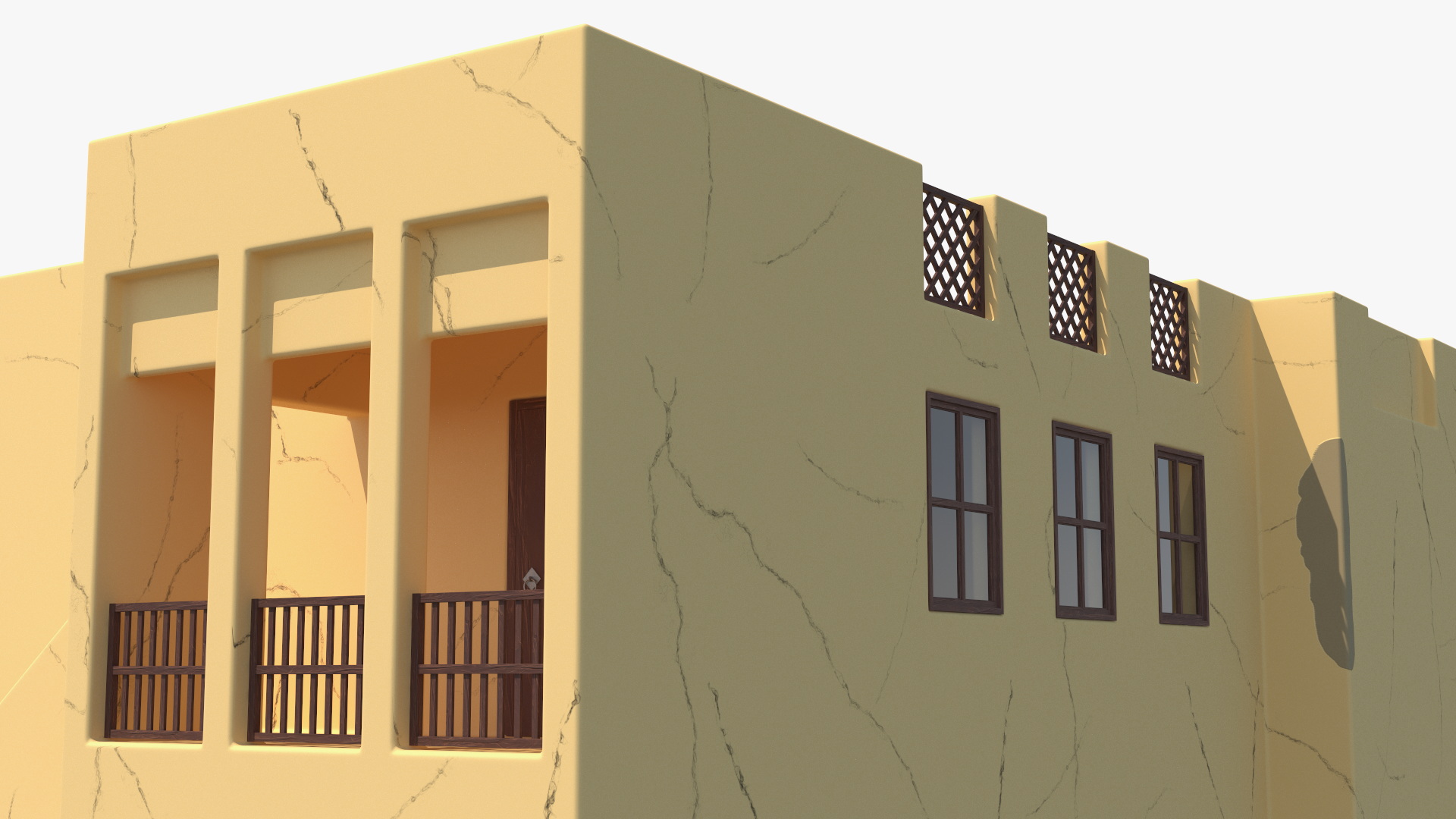 Cartoon Two Story Arab Adobe House 3D model