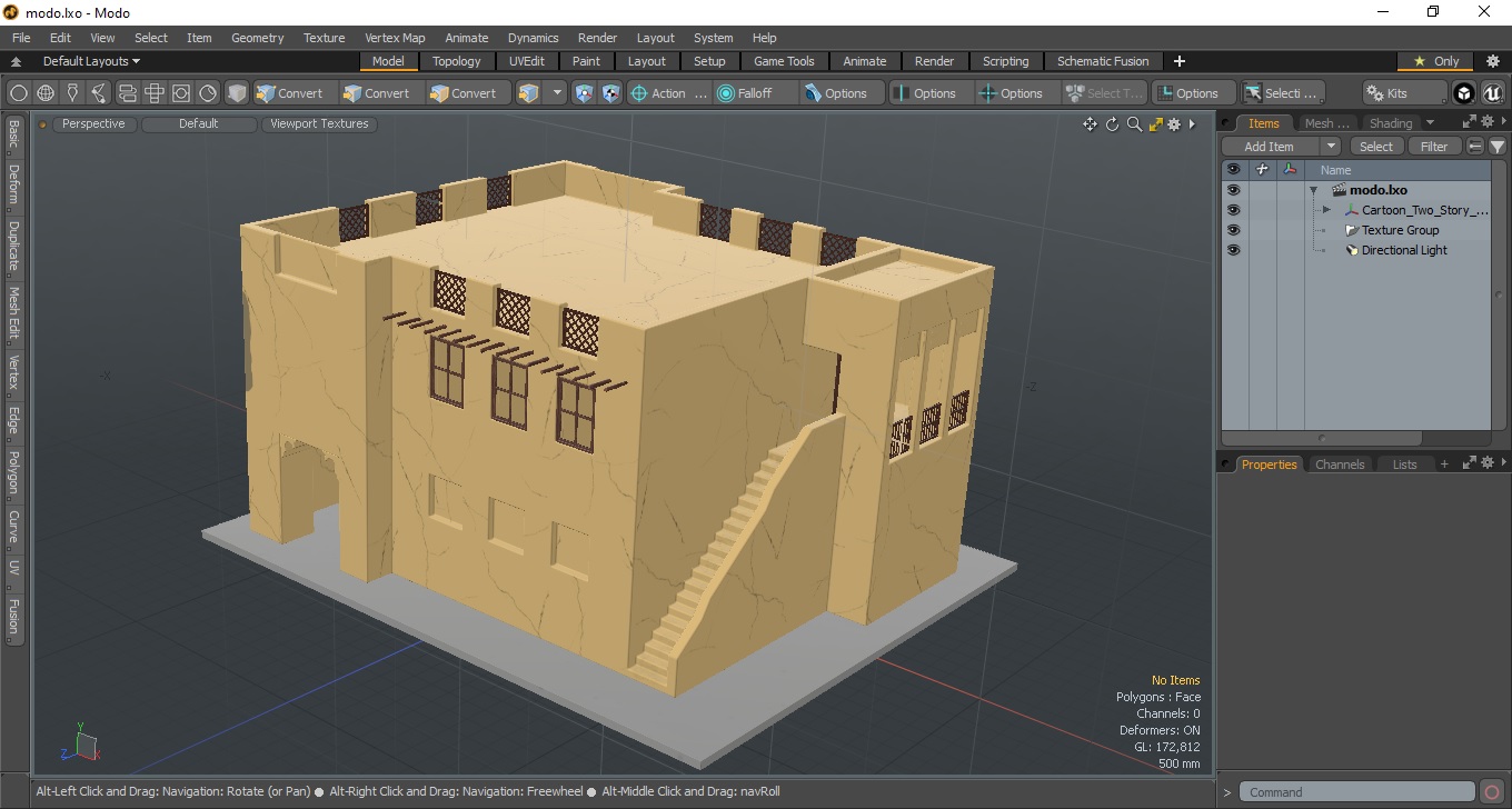 Cartoon Two Story Arab Adobe House 3D model
