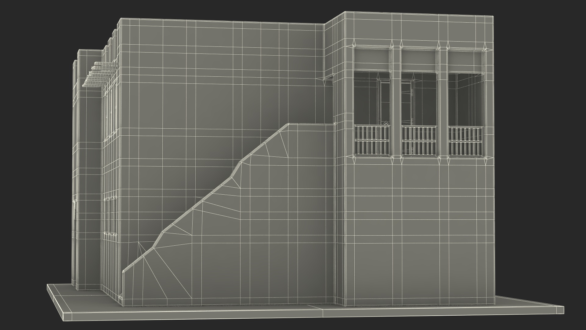 Cartoon Two Story Arab Adobe House 3D model