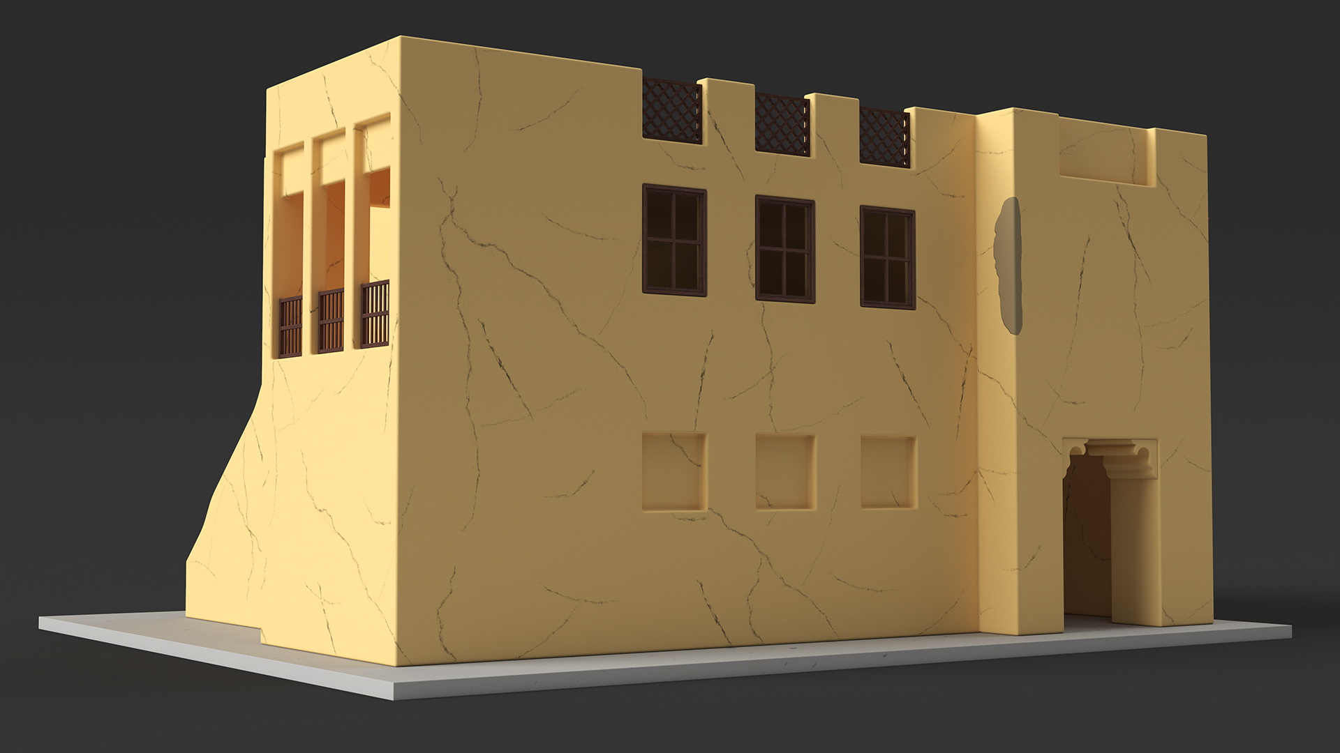 Cartoon Two Story Arab Adobe House 3D model