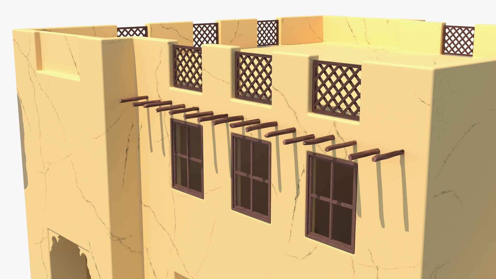 Cartoon Two Story Arab Adobe House 3D model