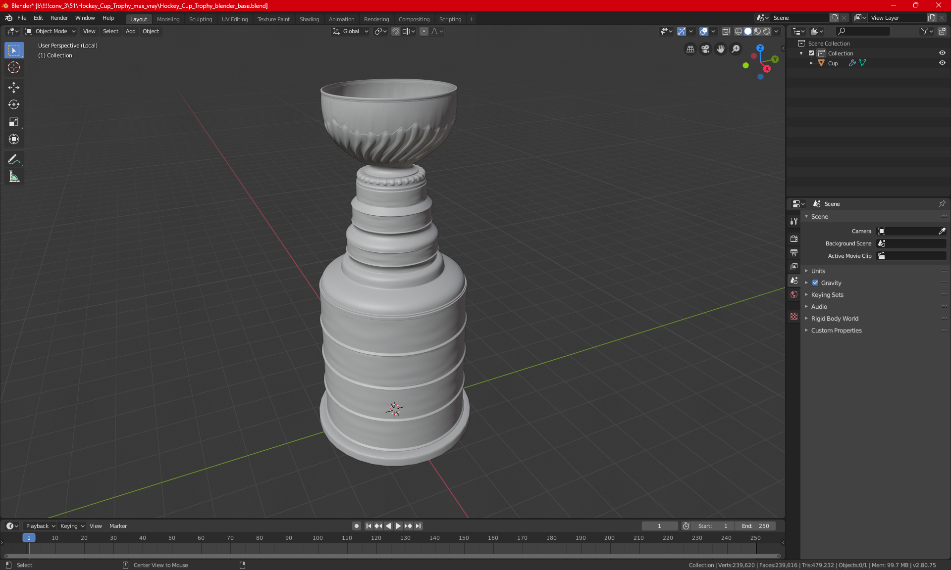 Hockey Cup Trophy 3D