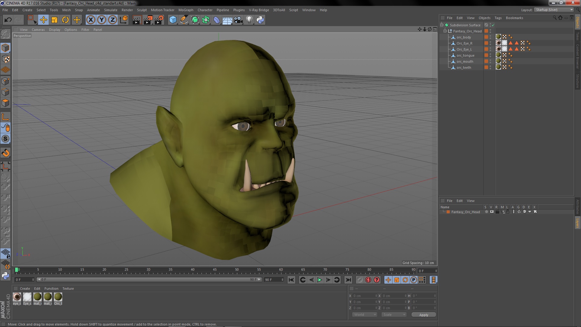 3D Fantasy Orc Head