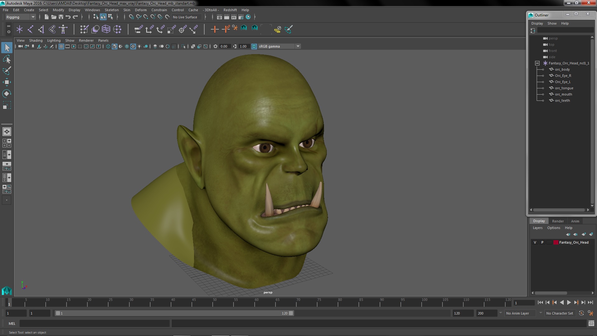 3D Fantasy Orc Head