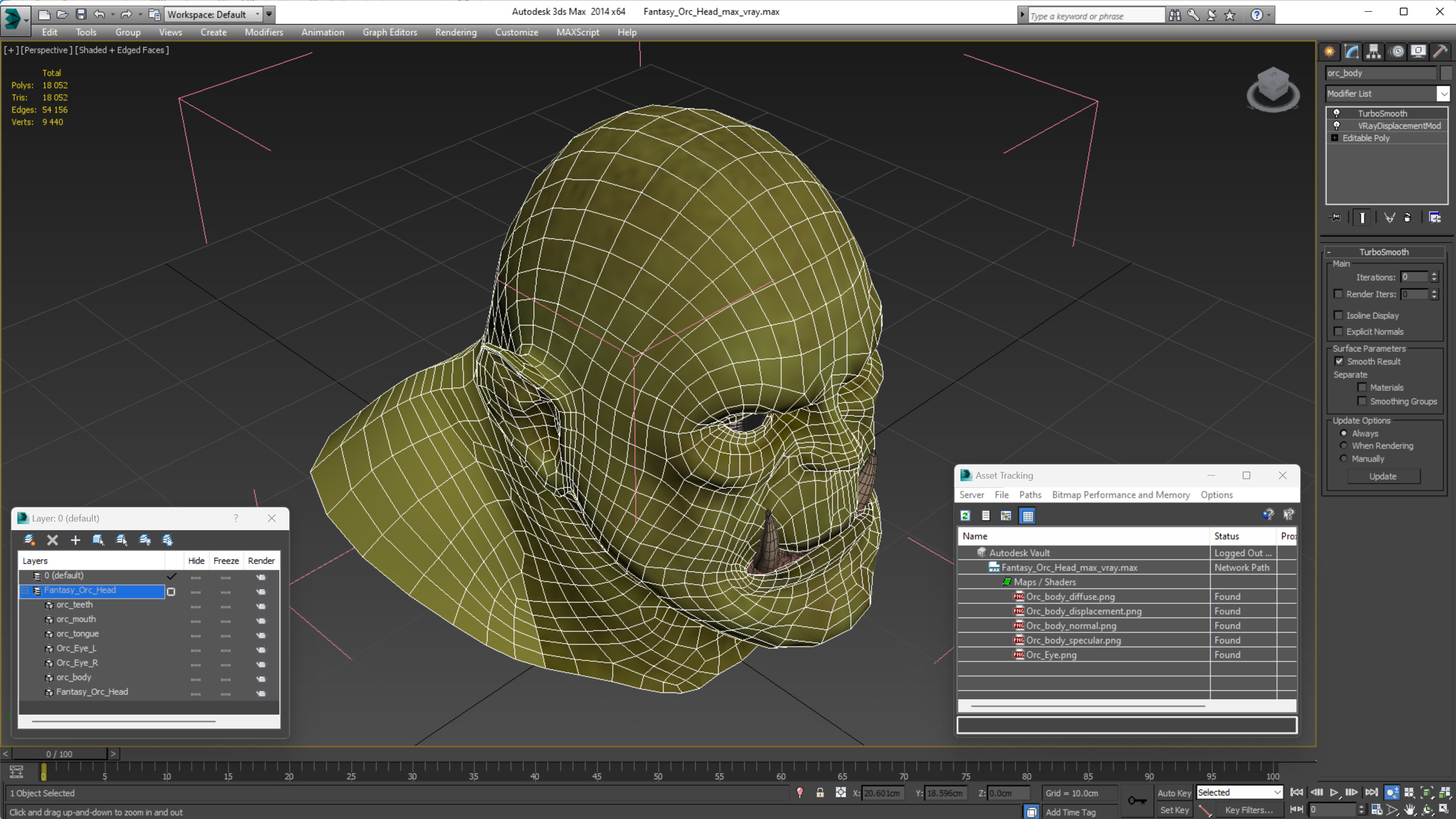 3D Fantasy Orc Head