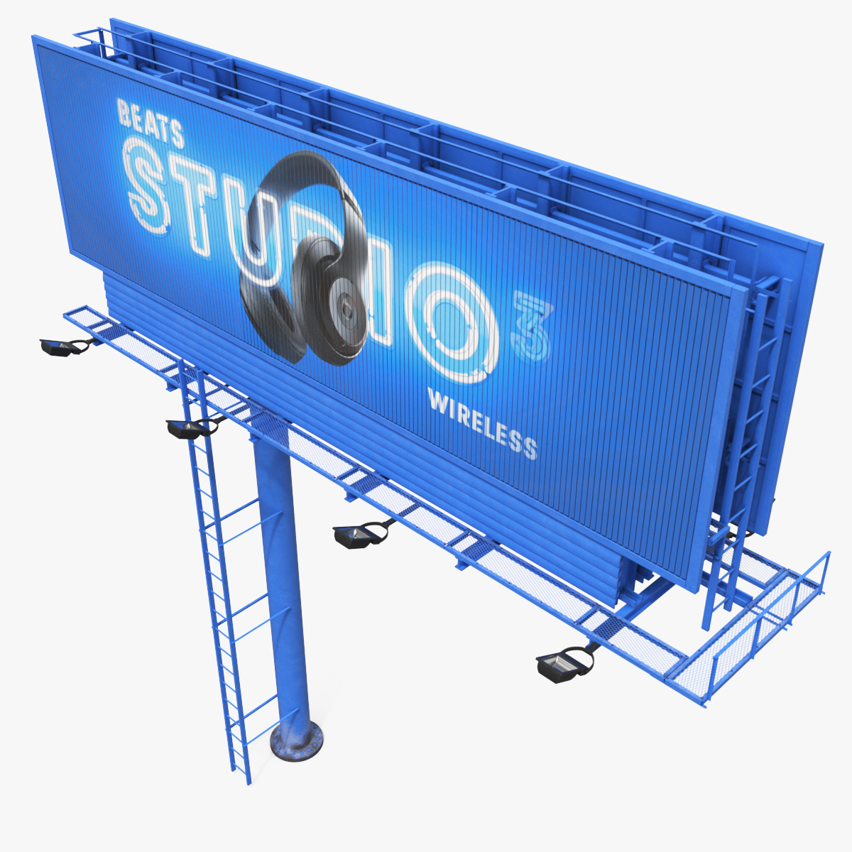 Rotating Billboard on Monopole Ladder Brand - Rigged