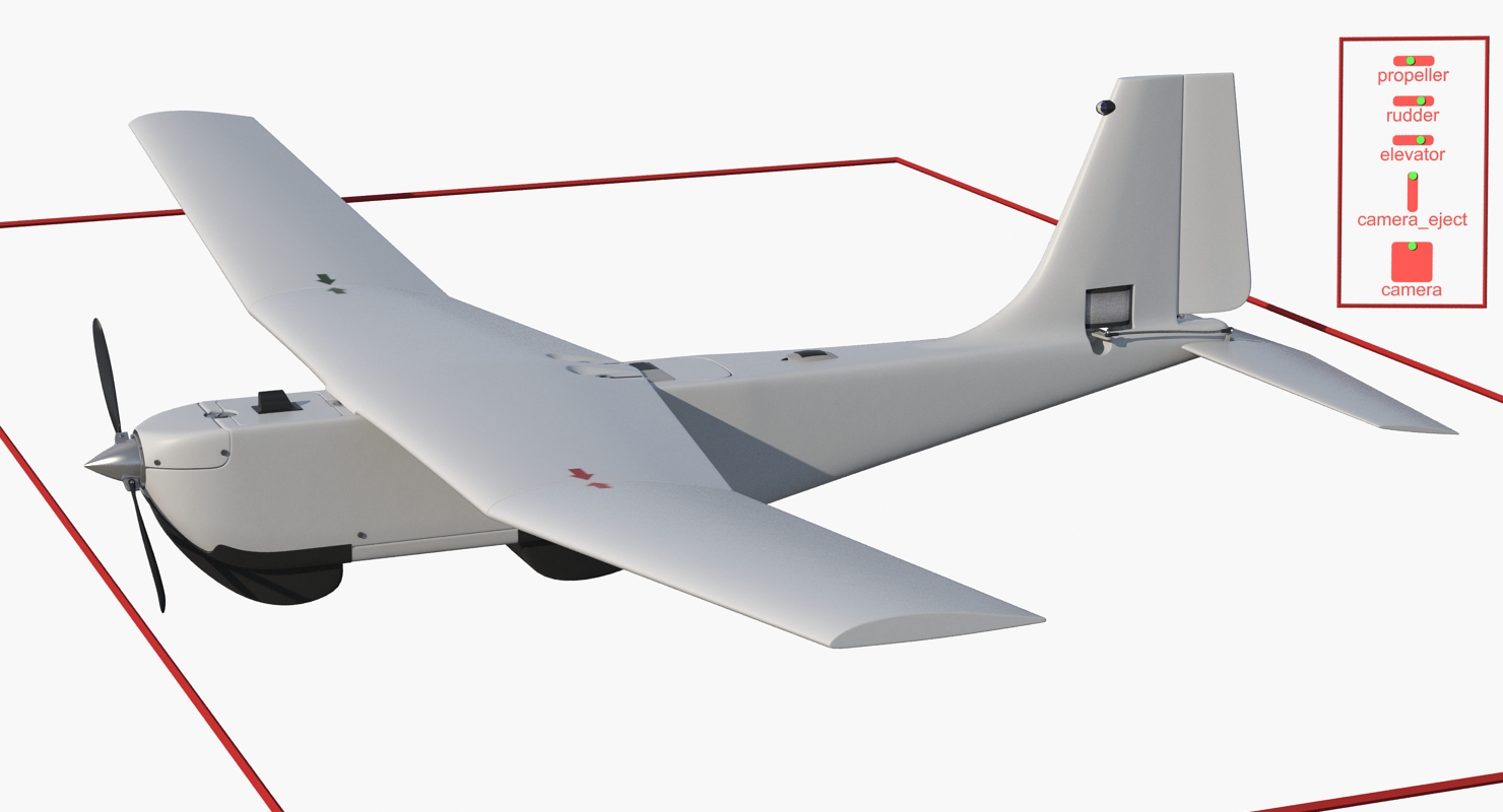 3D Hand Launched Unmanned Aircraft System UAS RQ 20B Puma Rigged