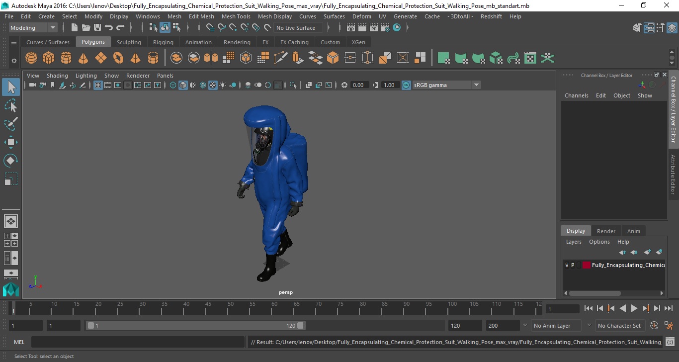 Fully Encapsulating Chemical Protection Suit Walking Pose 3D