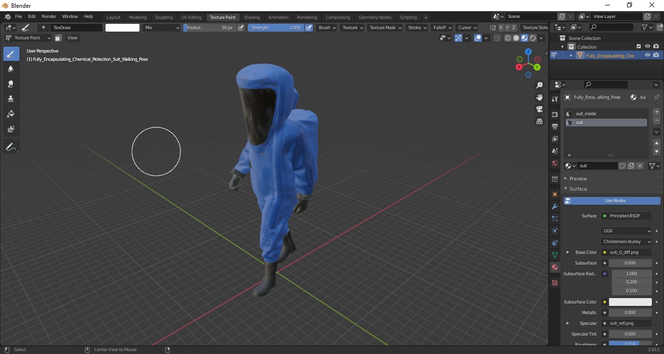Fully Encapsulating Chemical Protection Suit Walking Pose 3D