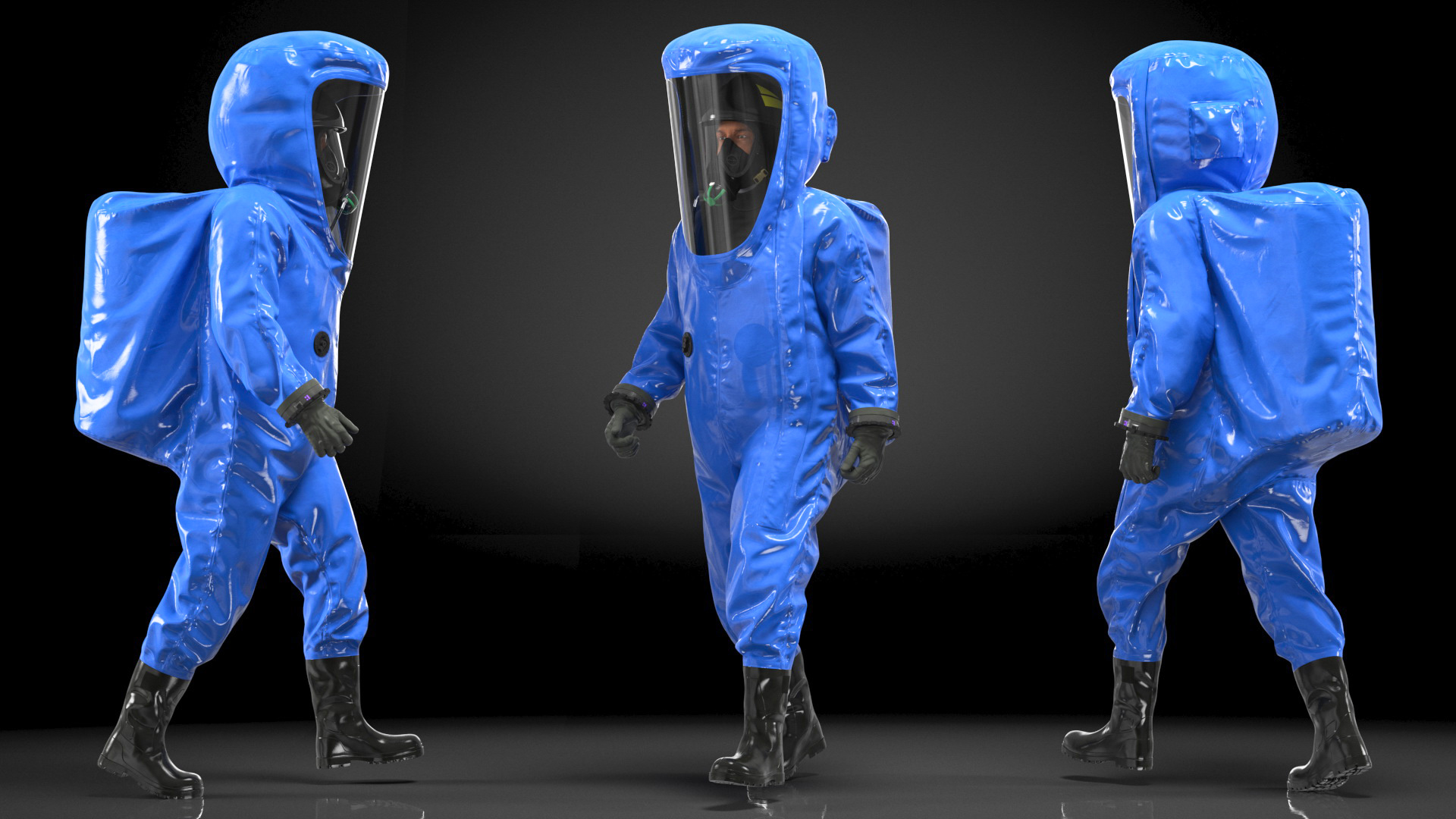 Fully Encapsulating Chemical Protection Suit Walking Pose 3D