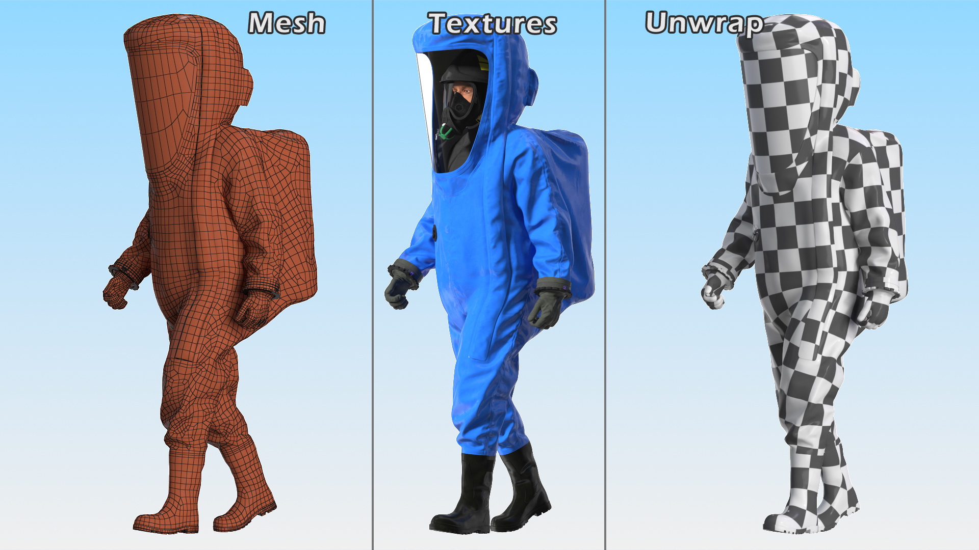 Fully Encapsulating Chemical Protection Suit Walking Pose 3D
