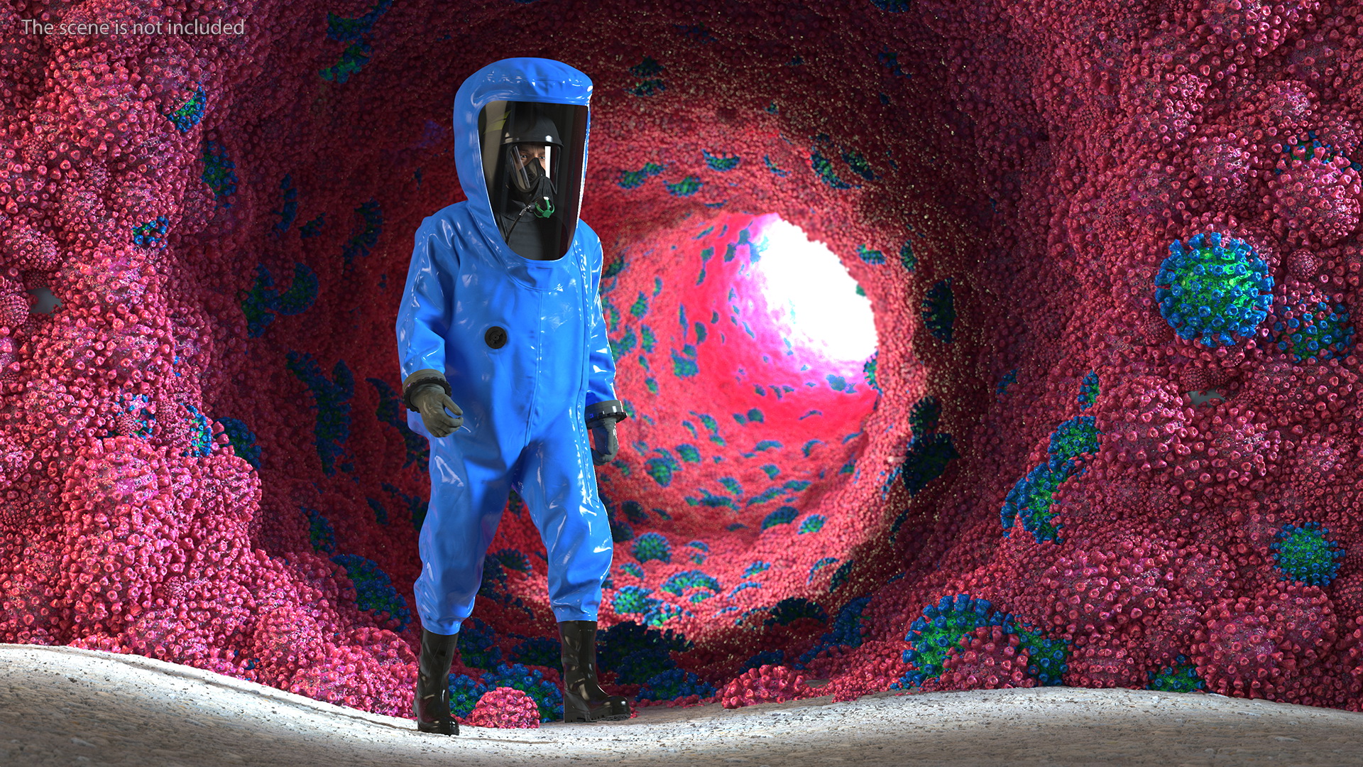 Fully Encapsulating Chemical Protection Suit Walking Pose 3D