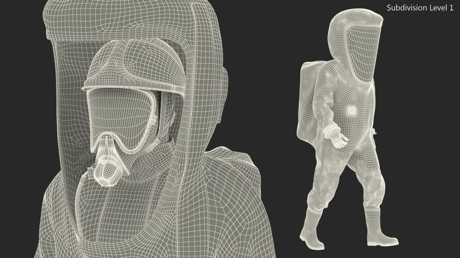 Fully Encapsulating Chemical Protection Suit Walking Pose 3D