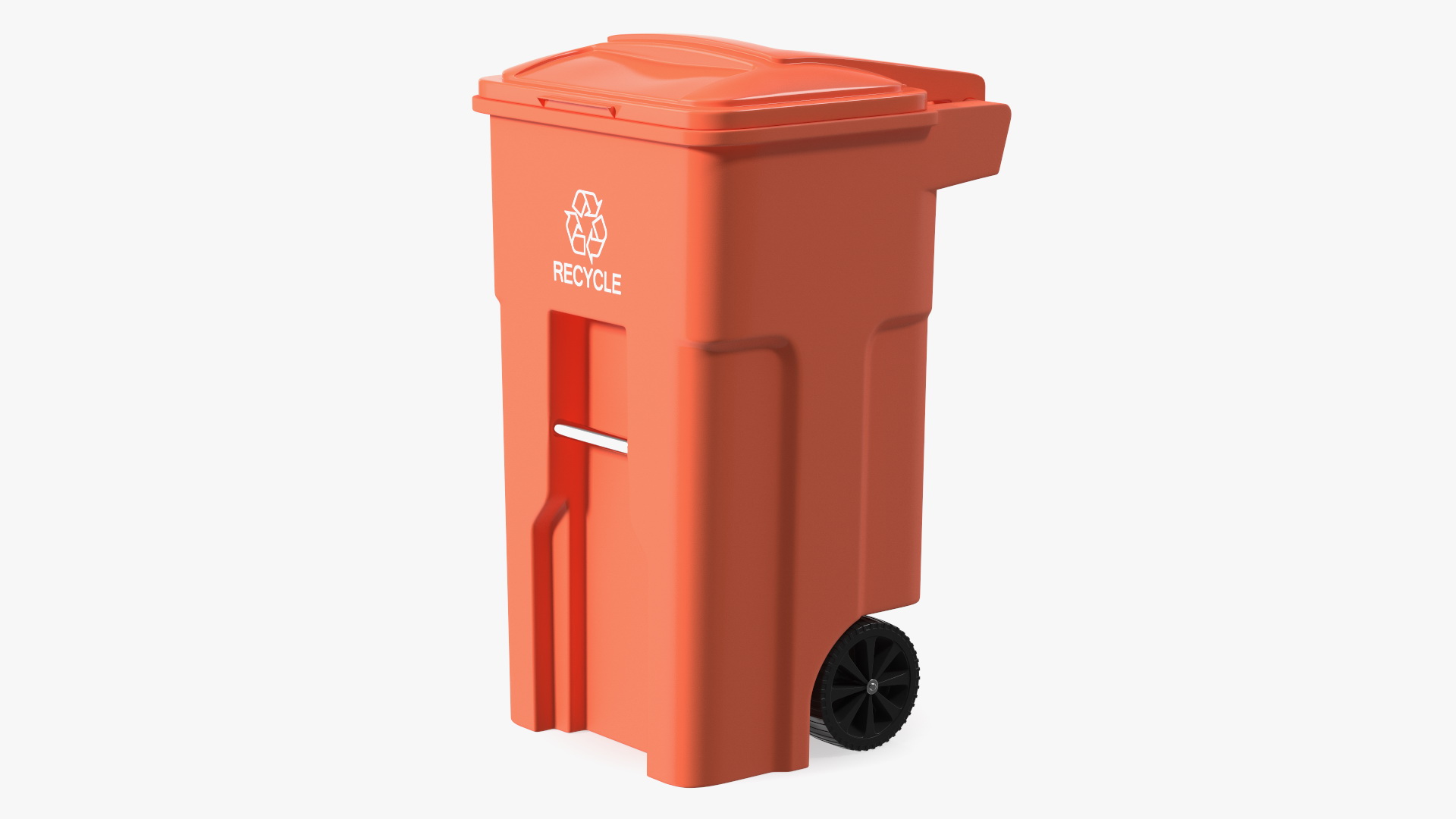 3D Orange Plastic Waste Bin with Wheels