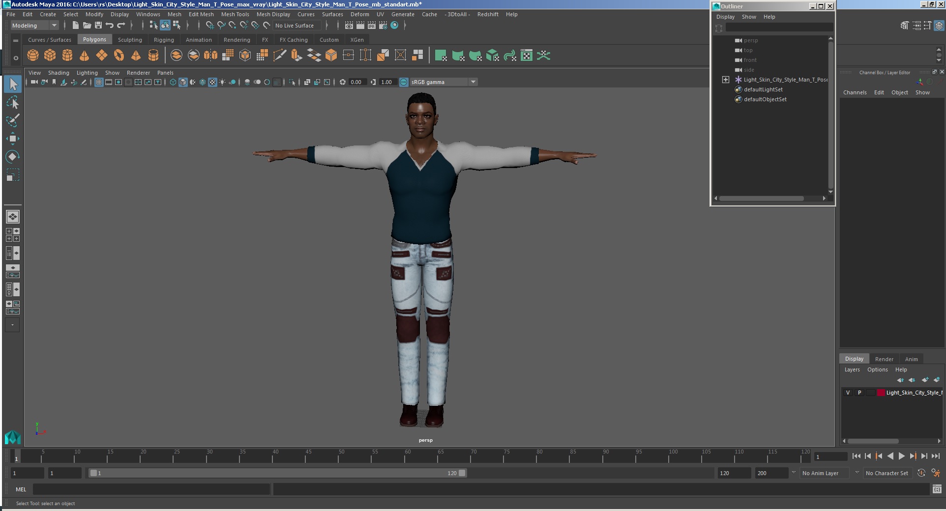 Light Skin City Style Man T Pose 3D