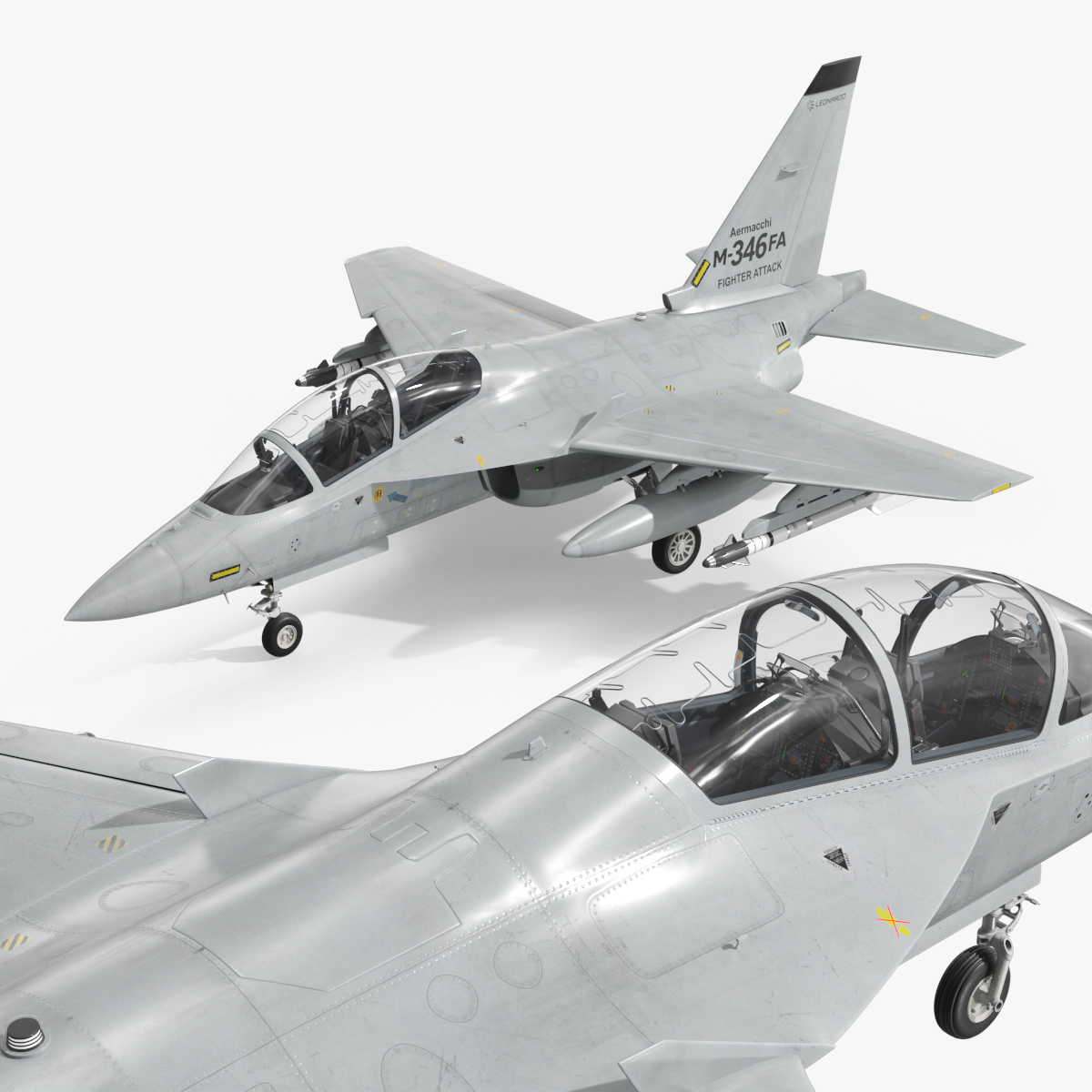 Aermacchi M-346FA Fighter Attack Jet Gray 3D model preview