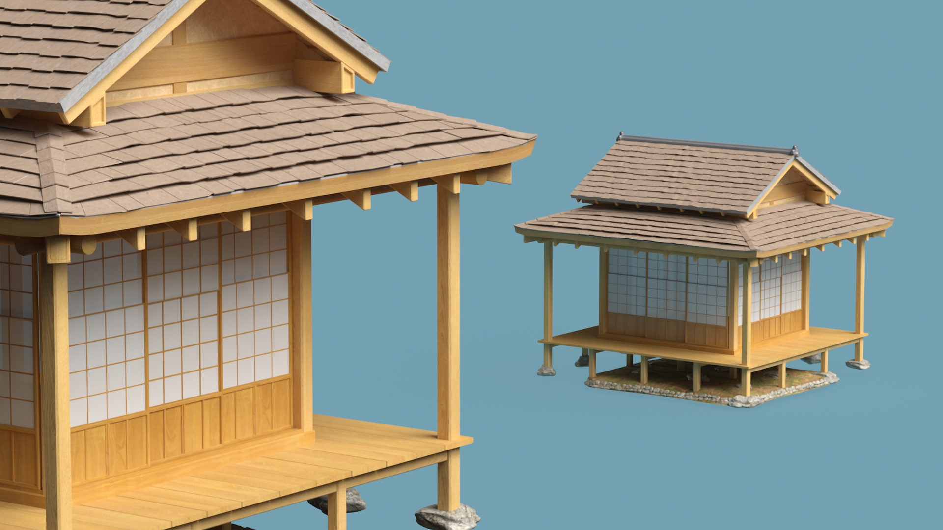 3D model Traditional Japanese Tea House Open