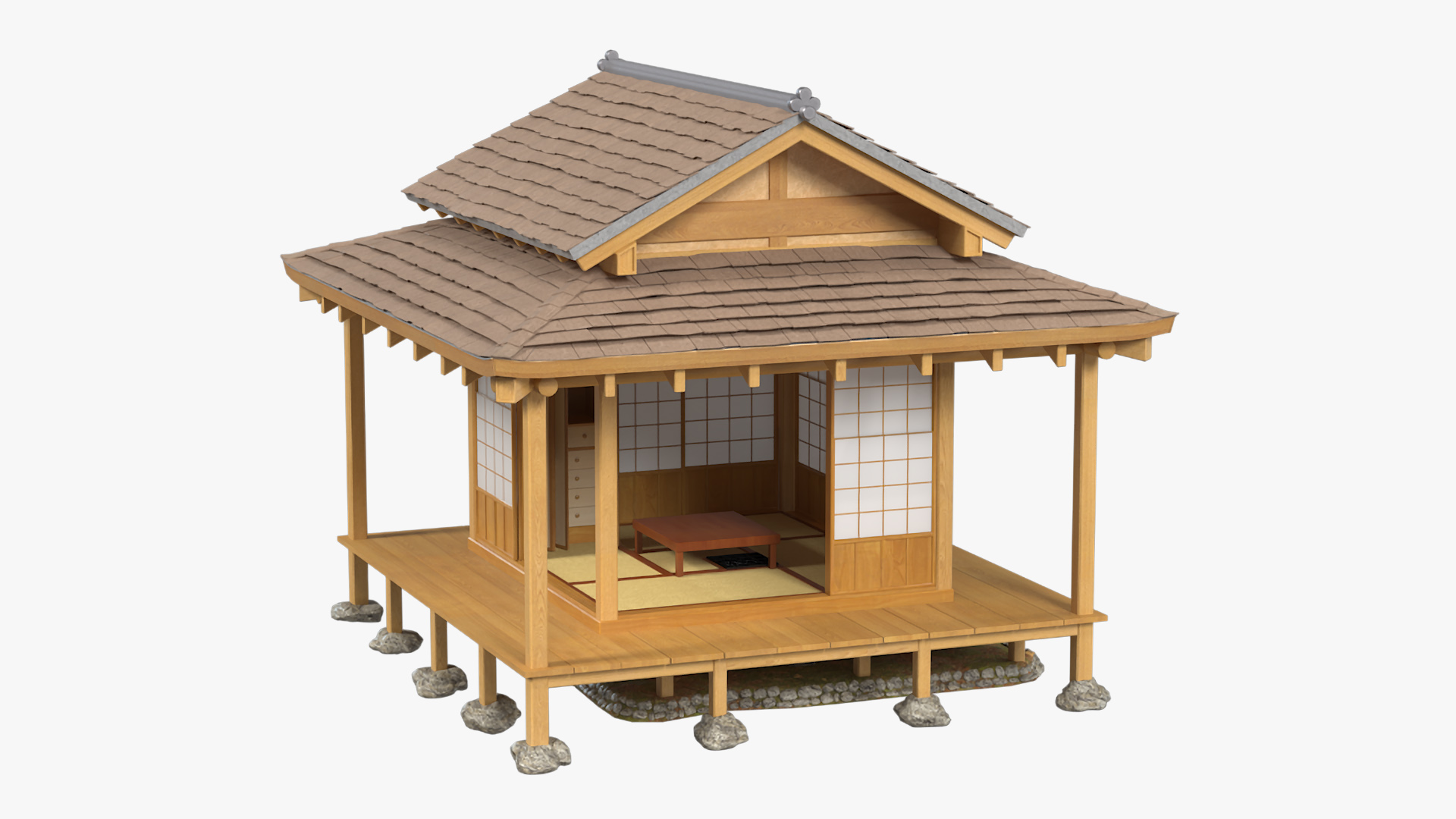 3D model Traditional Japanese Tea House Open