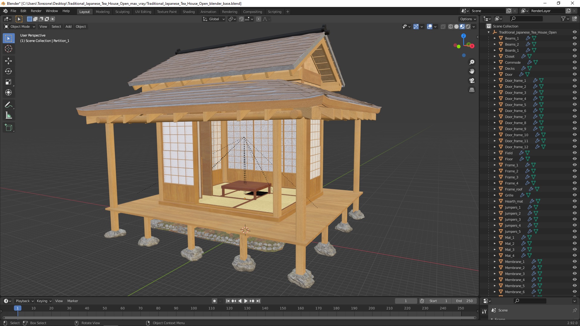 3D model Traditional Japanese Tea House Open