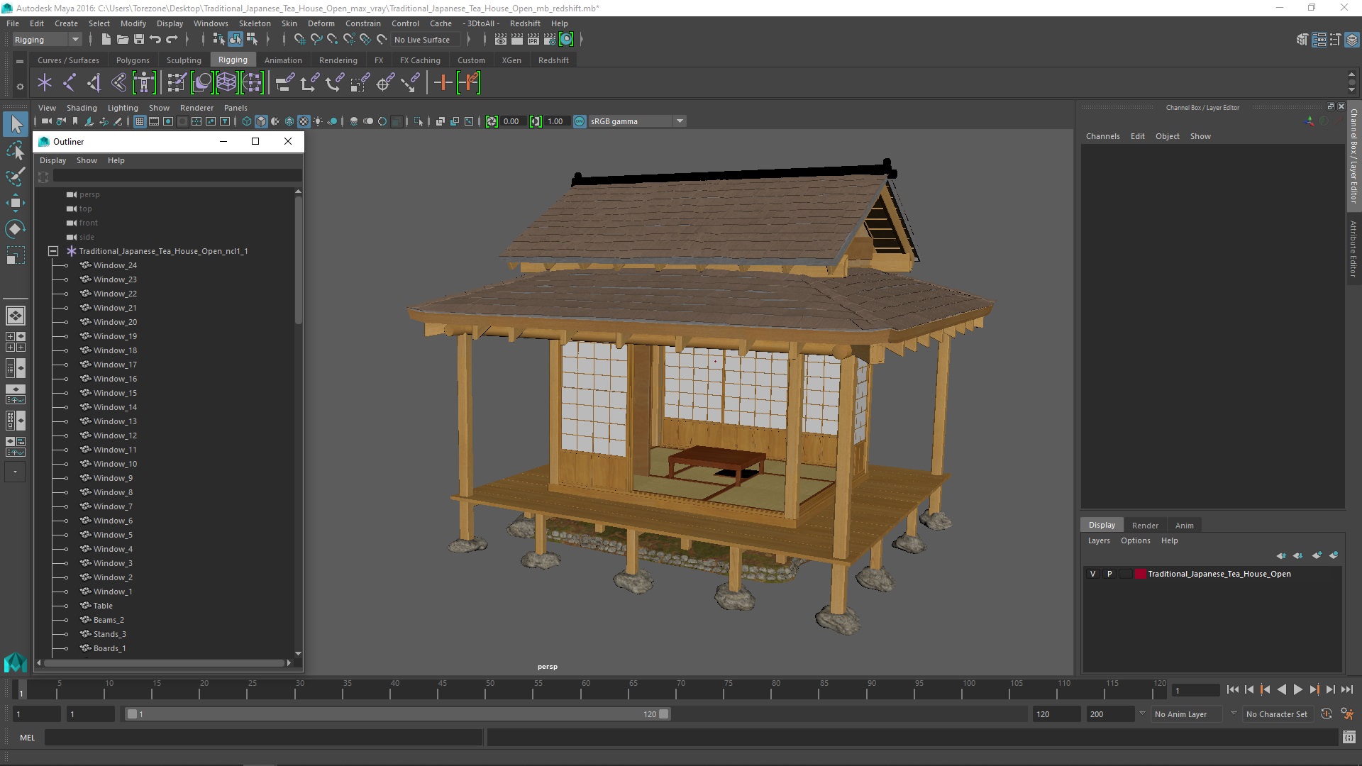 3D model Traditional Japanese Tea House Open