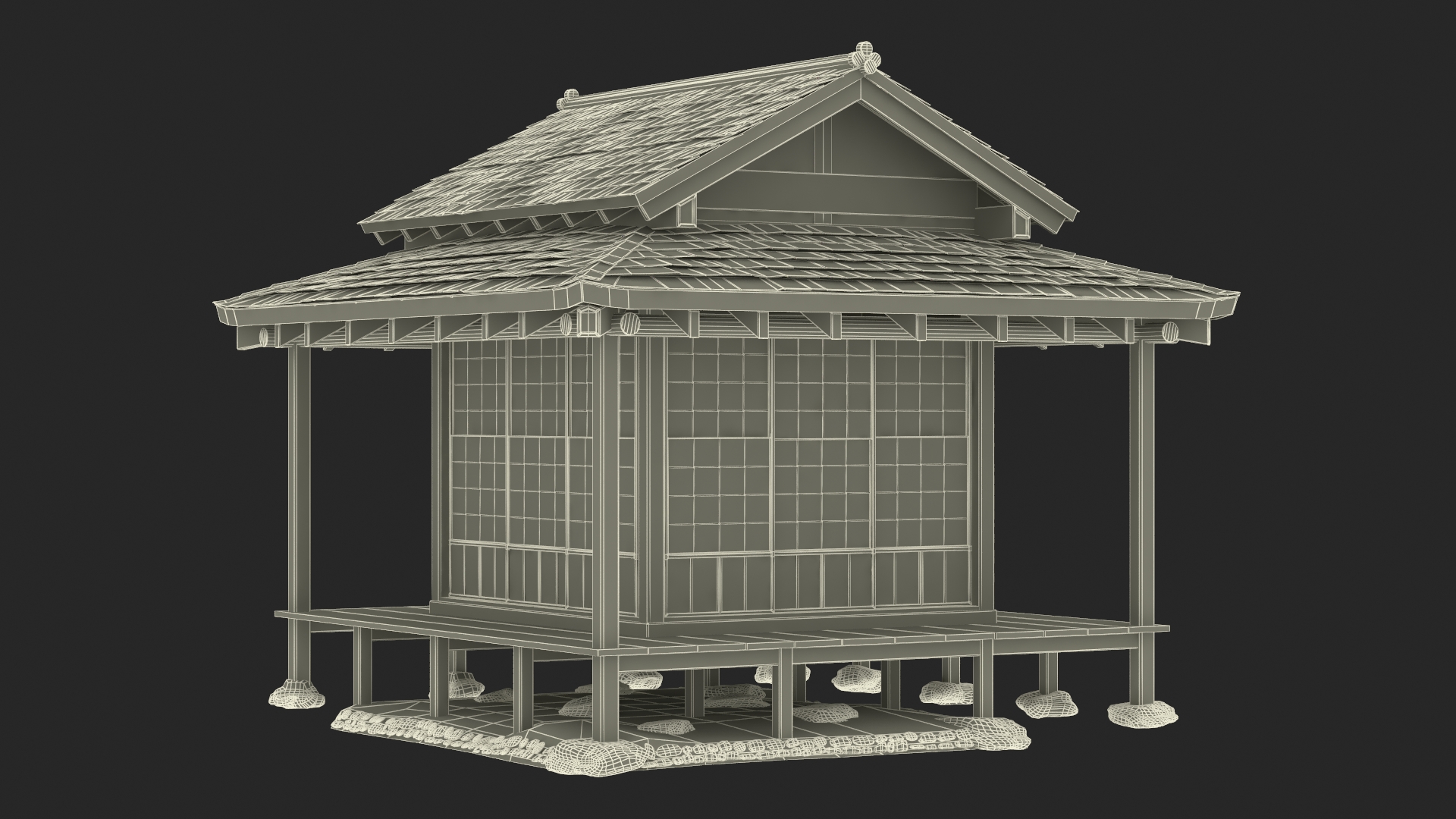 3D model Traditional Japanese Tea House Open