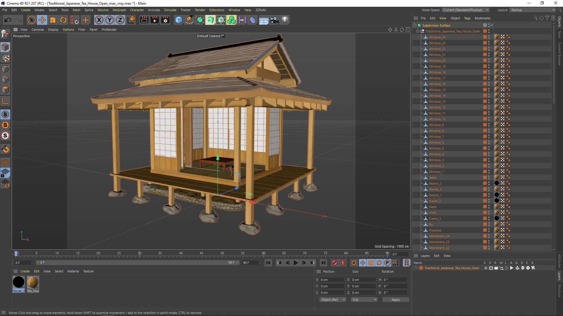 3D model Traditional Japanese Tea House Open