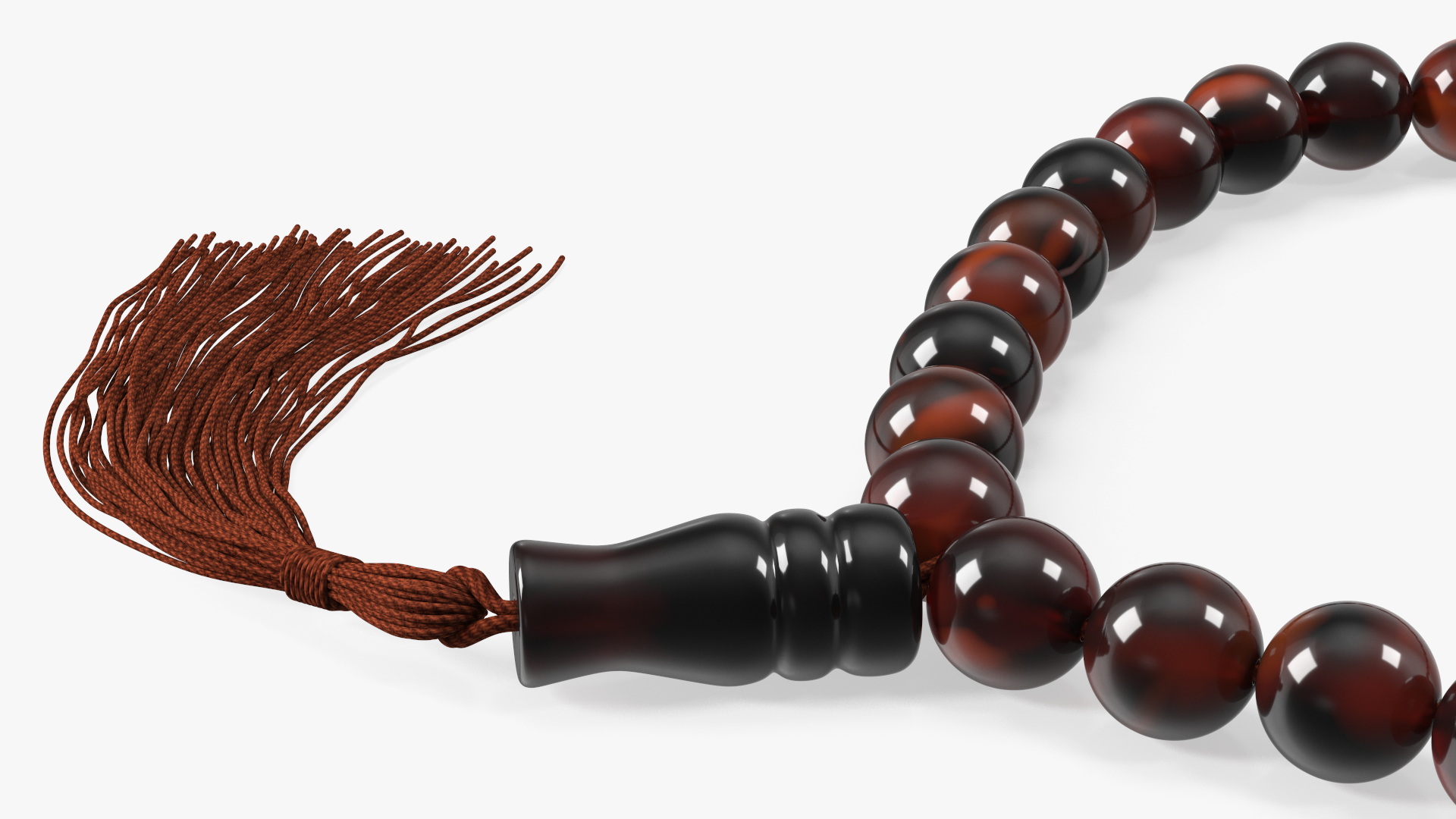 3D Islamic Prayer Beads with Tassel Brown model