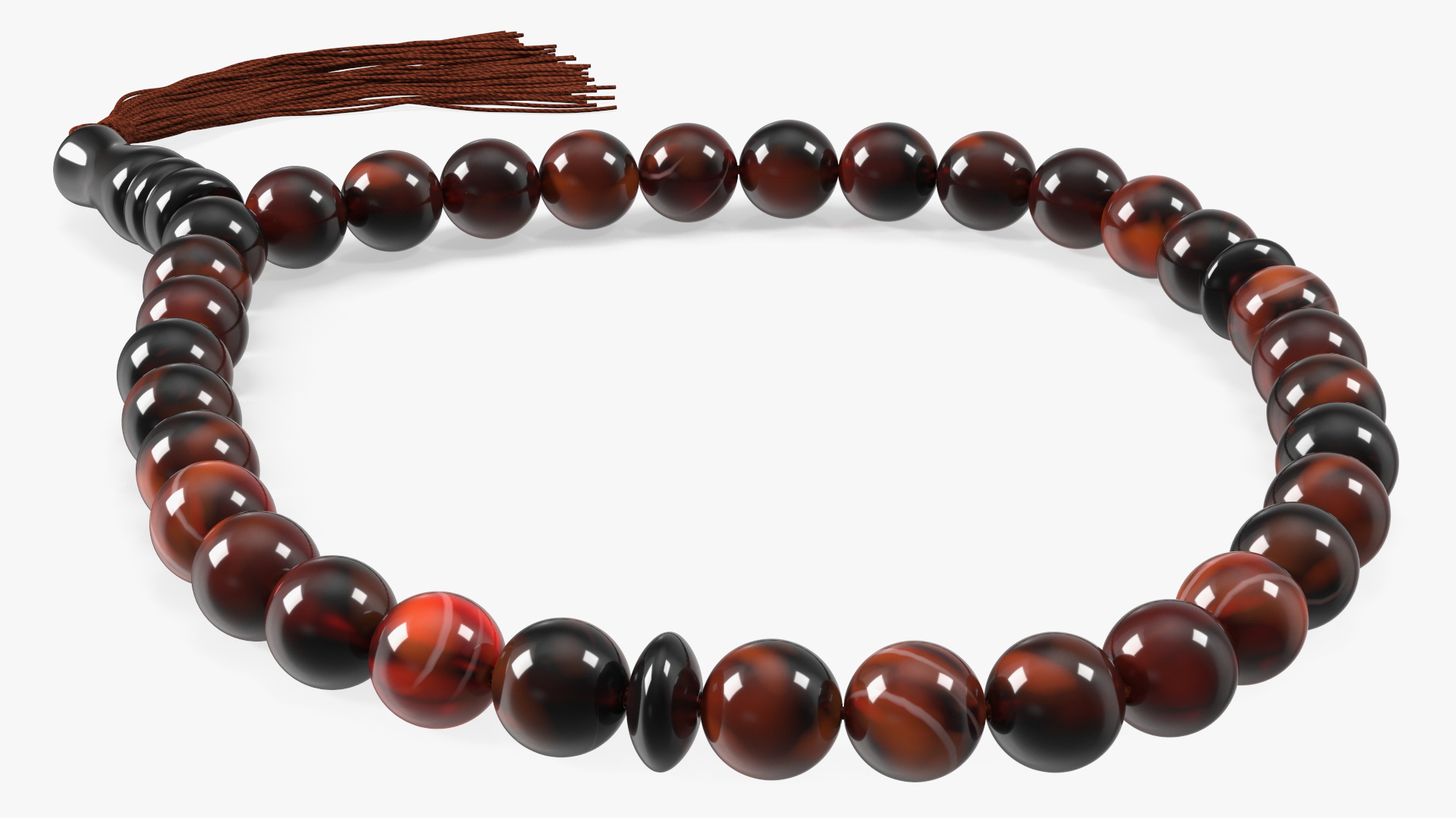 3D Islamic Prayer Beads with Tassel Brown model