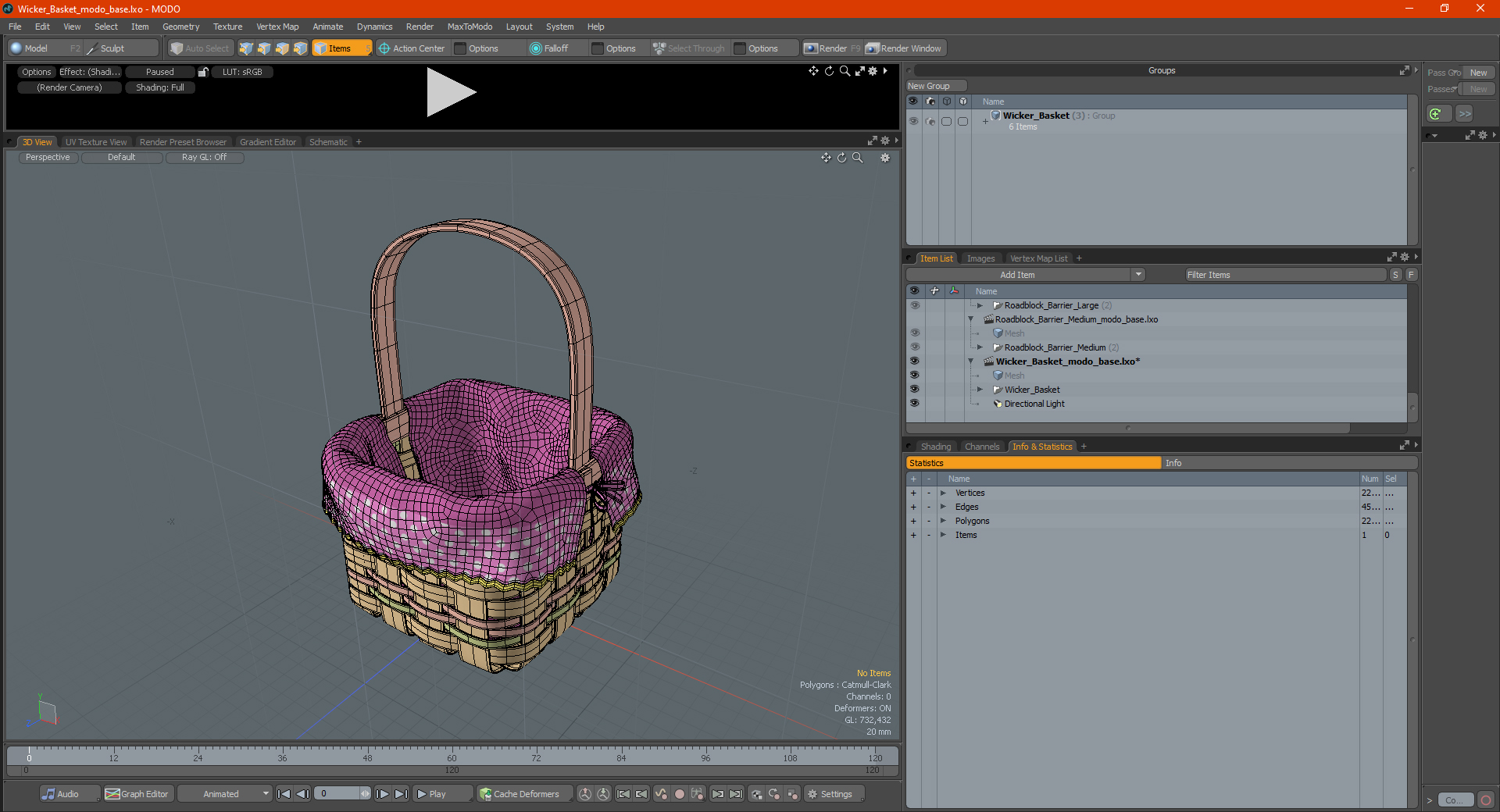3D Wicker Basket model