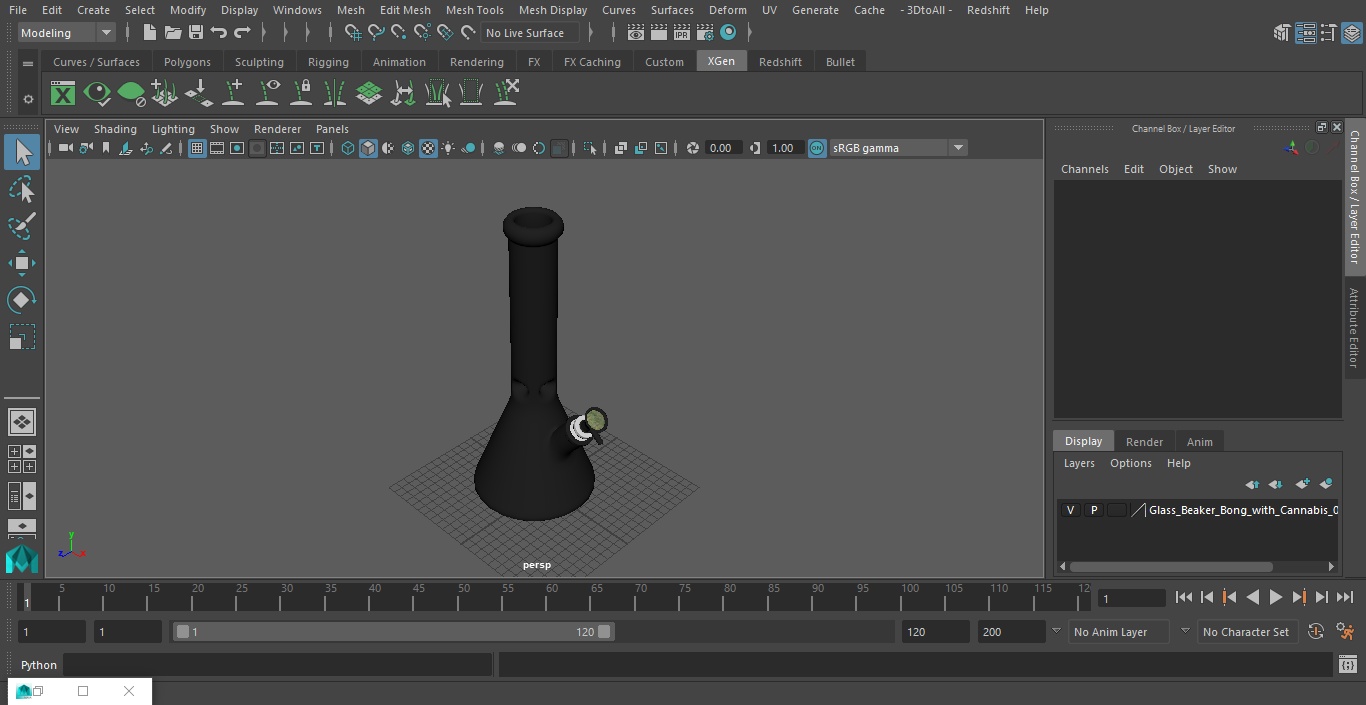 3D Glass Beaker Bong with Cannabis