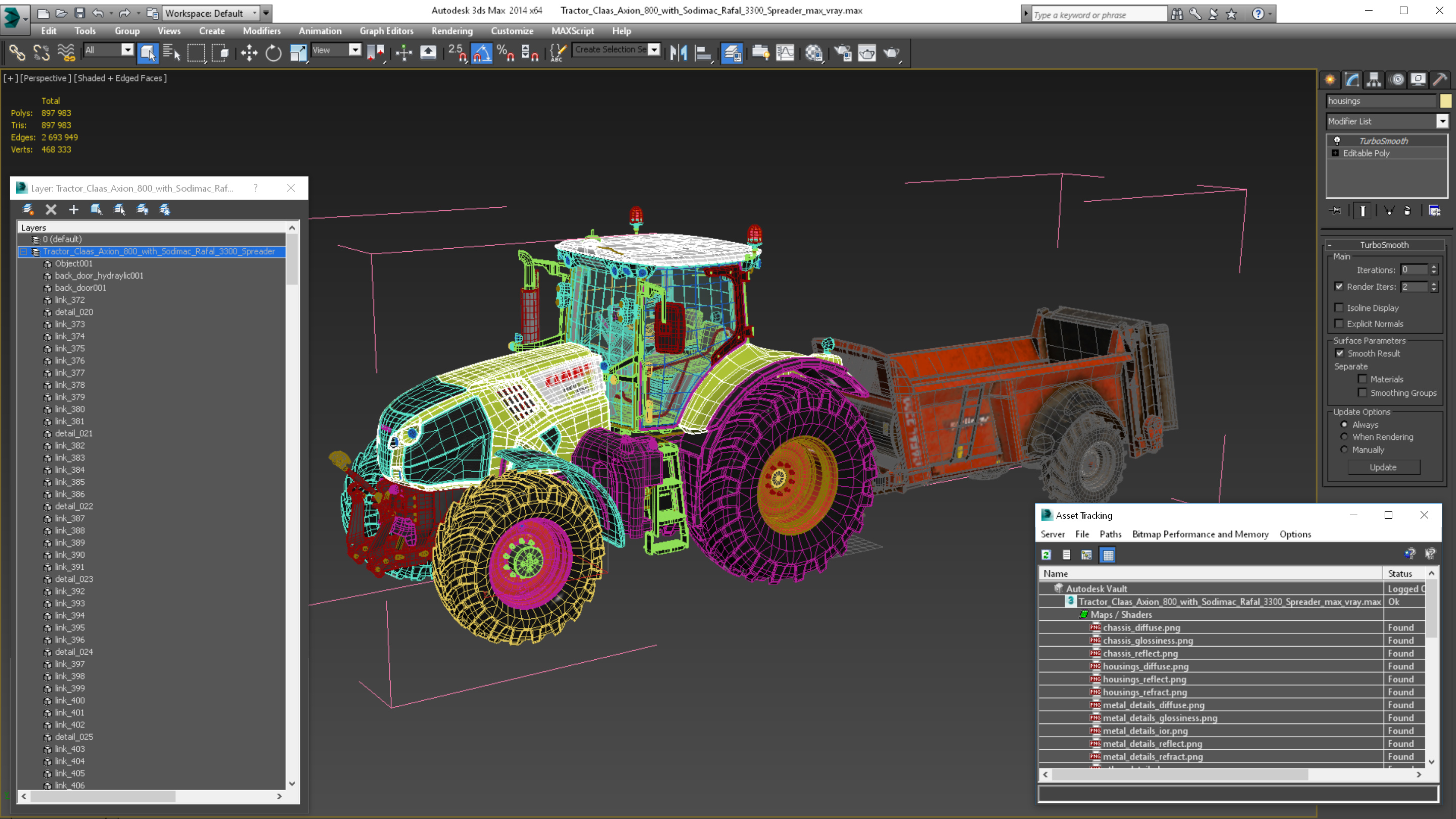3D Tractor Claas Axion 800 with Sodimac Rafal 3300 Spreader