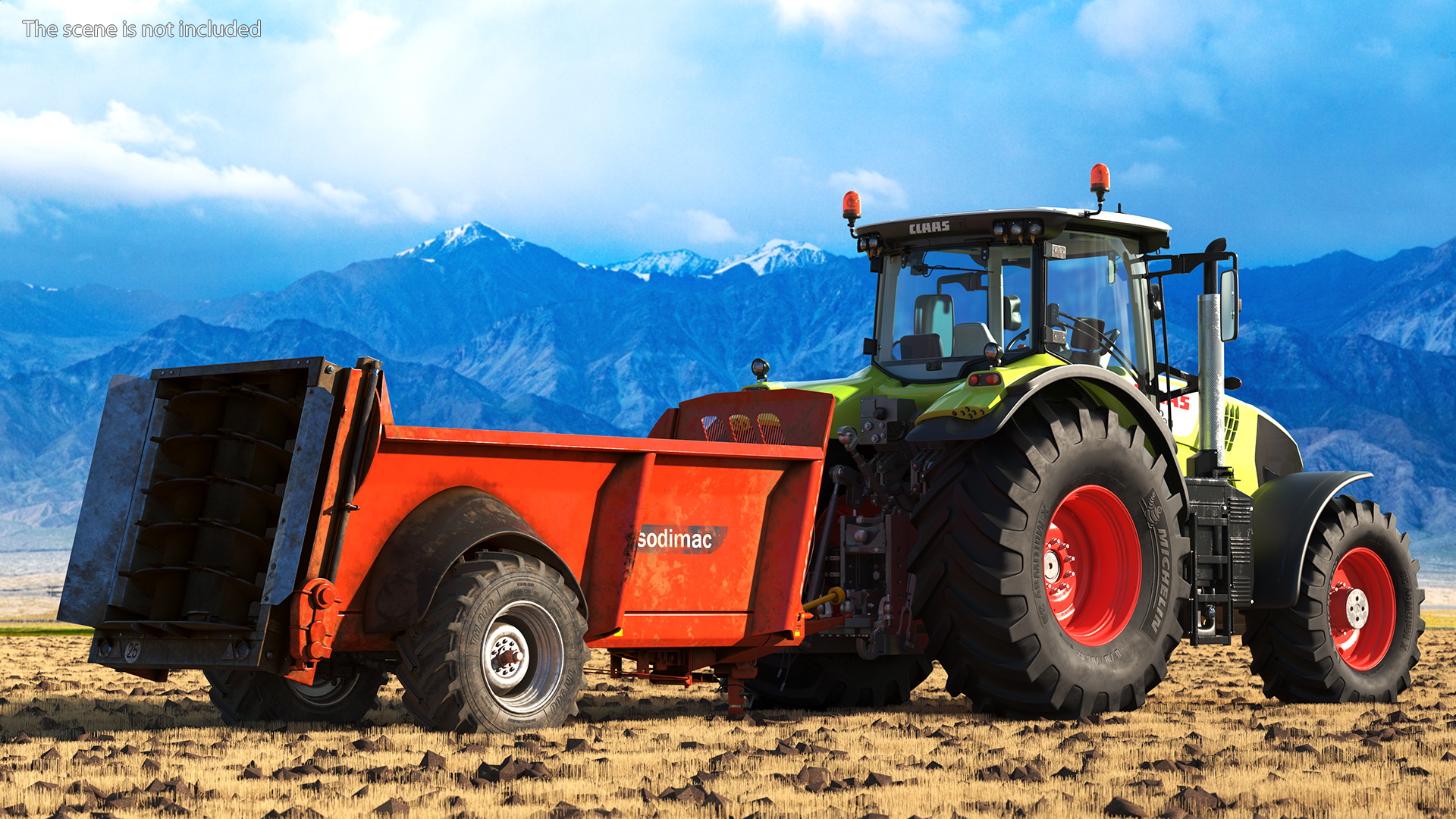 3D Tractor Claas Axion 800 with Sodimac Rafal 3300 Spreader