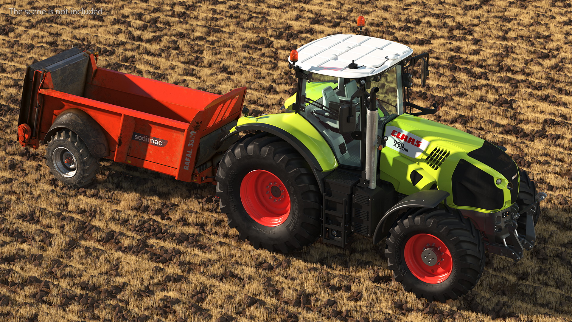 3D Tractor Claas Axion 800 with Sodimac Rafal 3300 Spreader