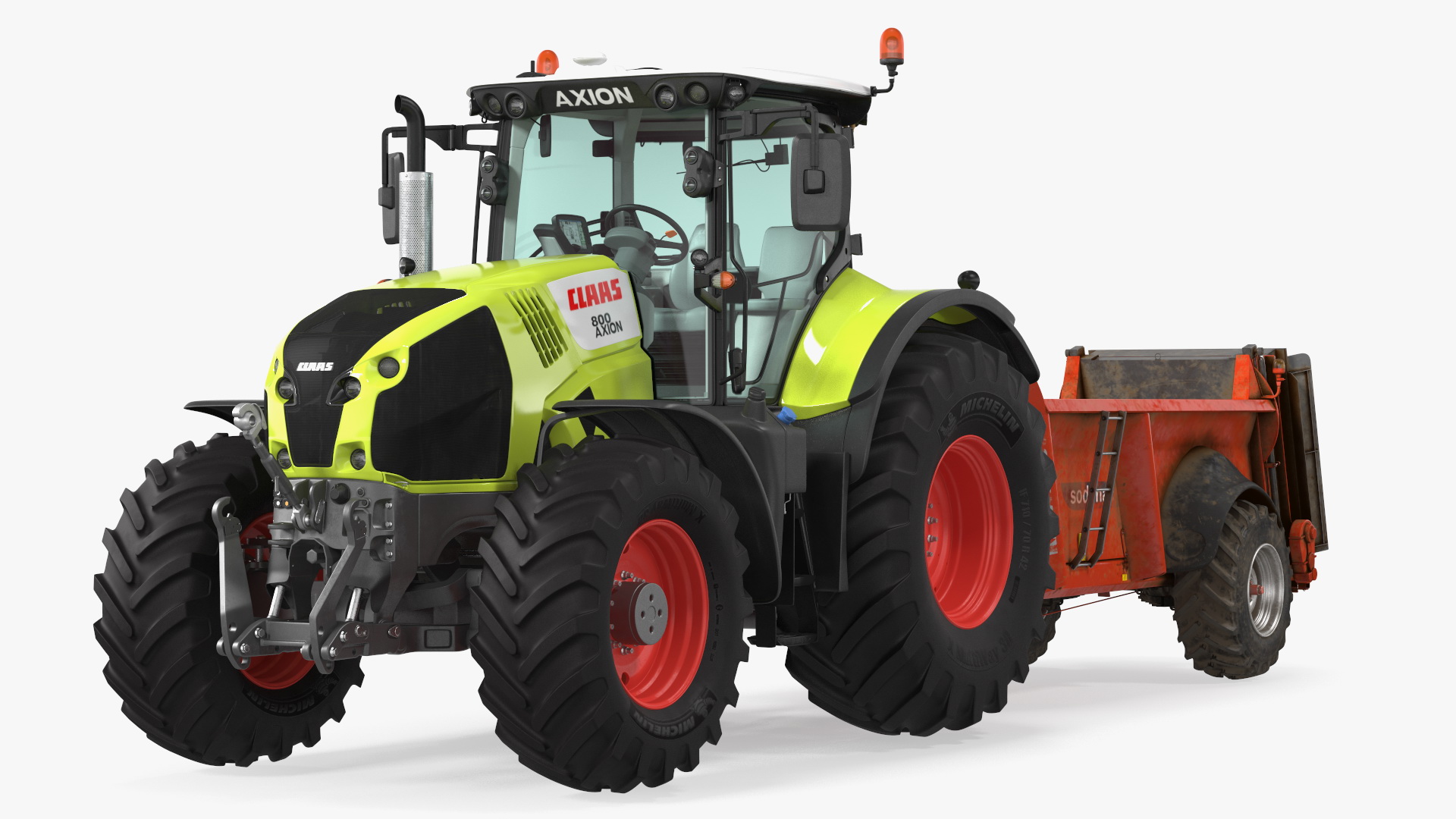 3D Tractor Claas Axion 800 with Sodimac Rafal 3300 Spreader