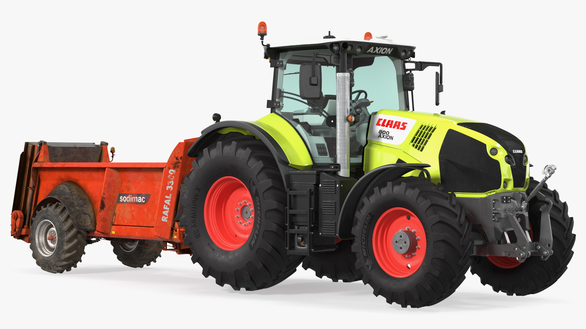 3D Tractor Claas Axion 800 with Sodimac Rafal 3300 Spreader