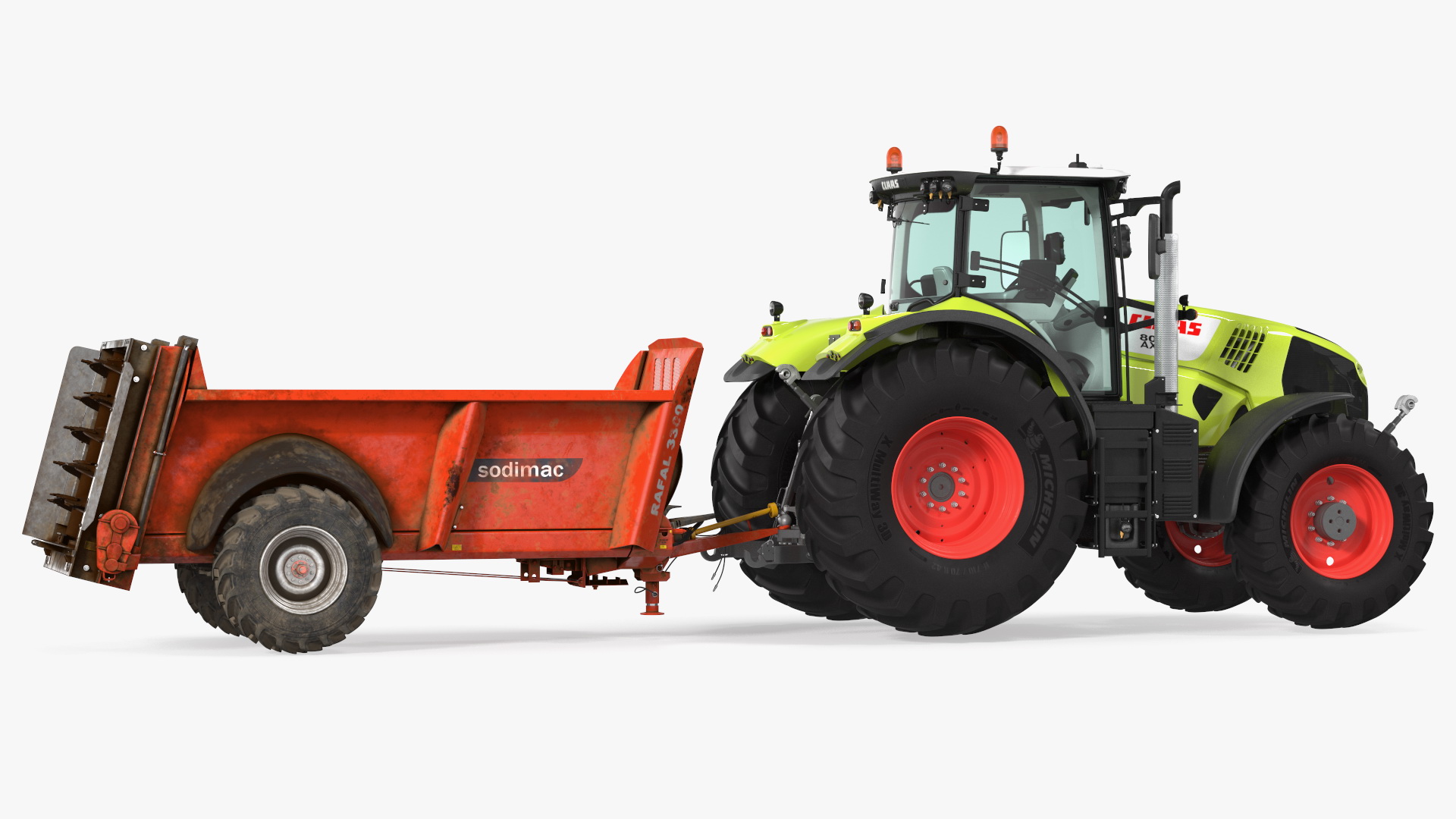 3D Tractor Claas Axion 800 with Sodimac Rafal 3300 Spreader