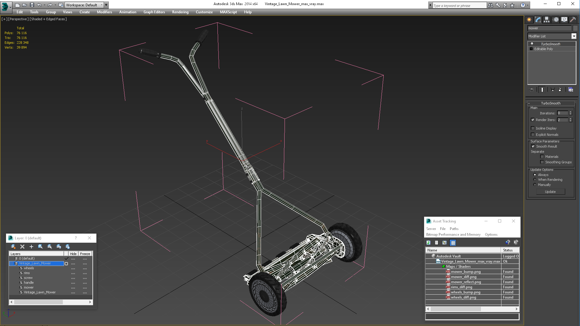 3D Vintage Lawn Mower model