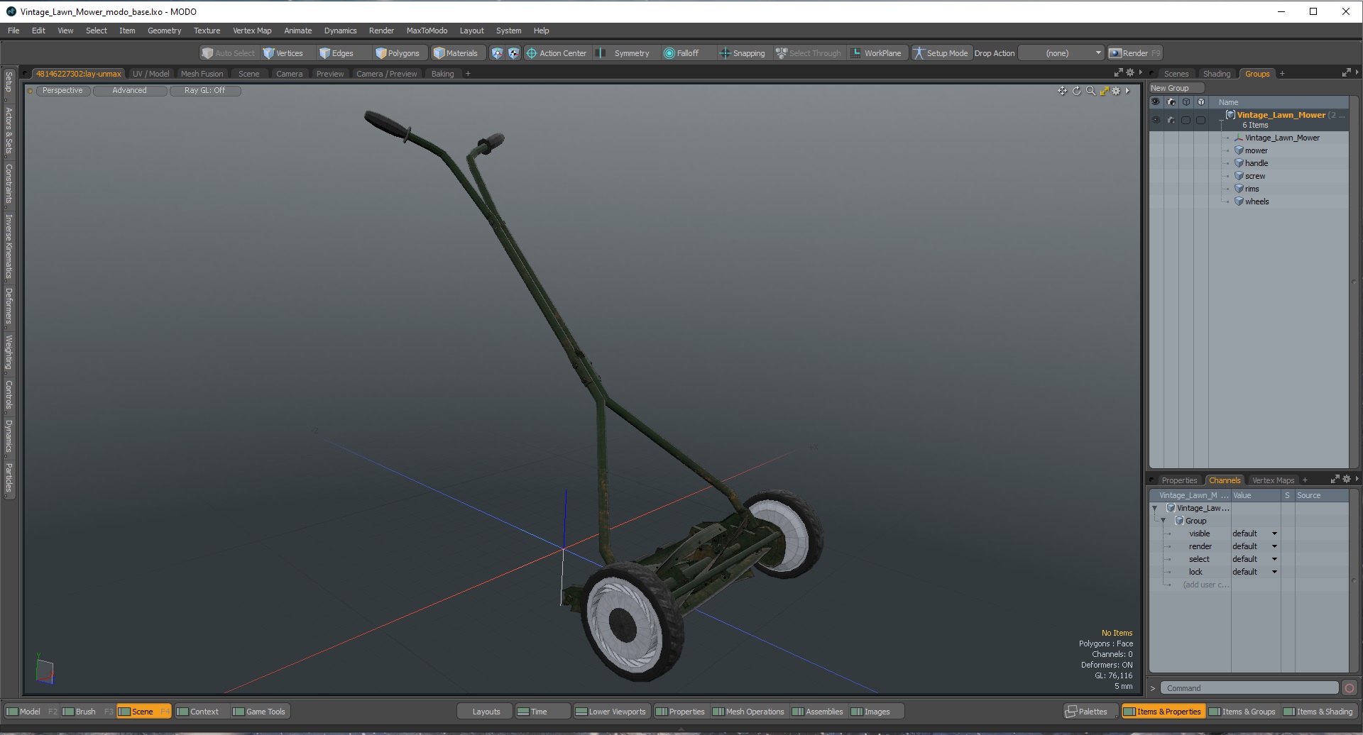 3D Vintage Lawn Mower model