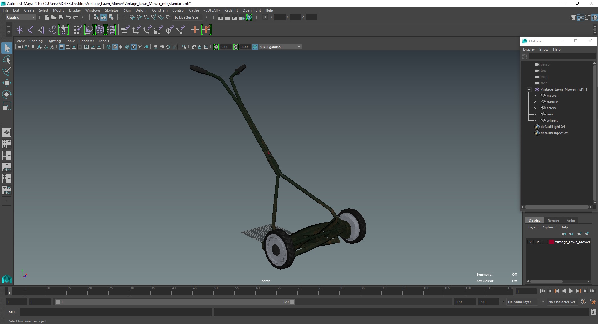 3D Vintage Lawn Mower model