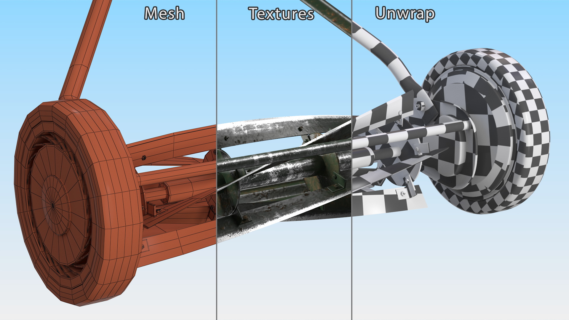 3D Vintage Lawn Mower model