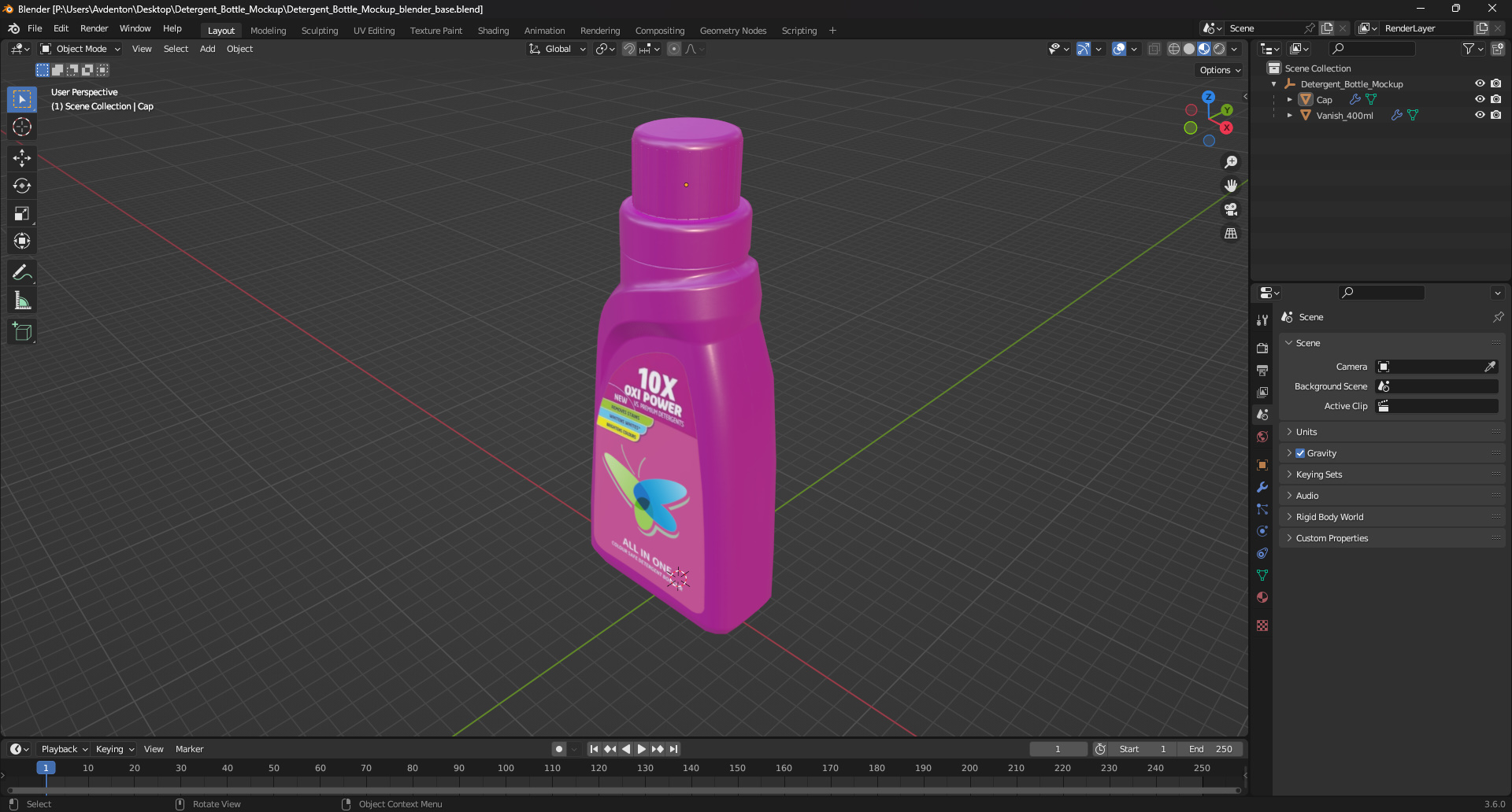 3D Detergent Bottle Mockup model