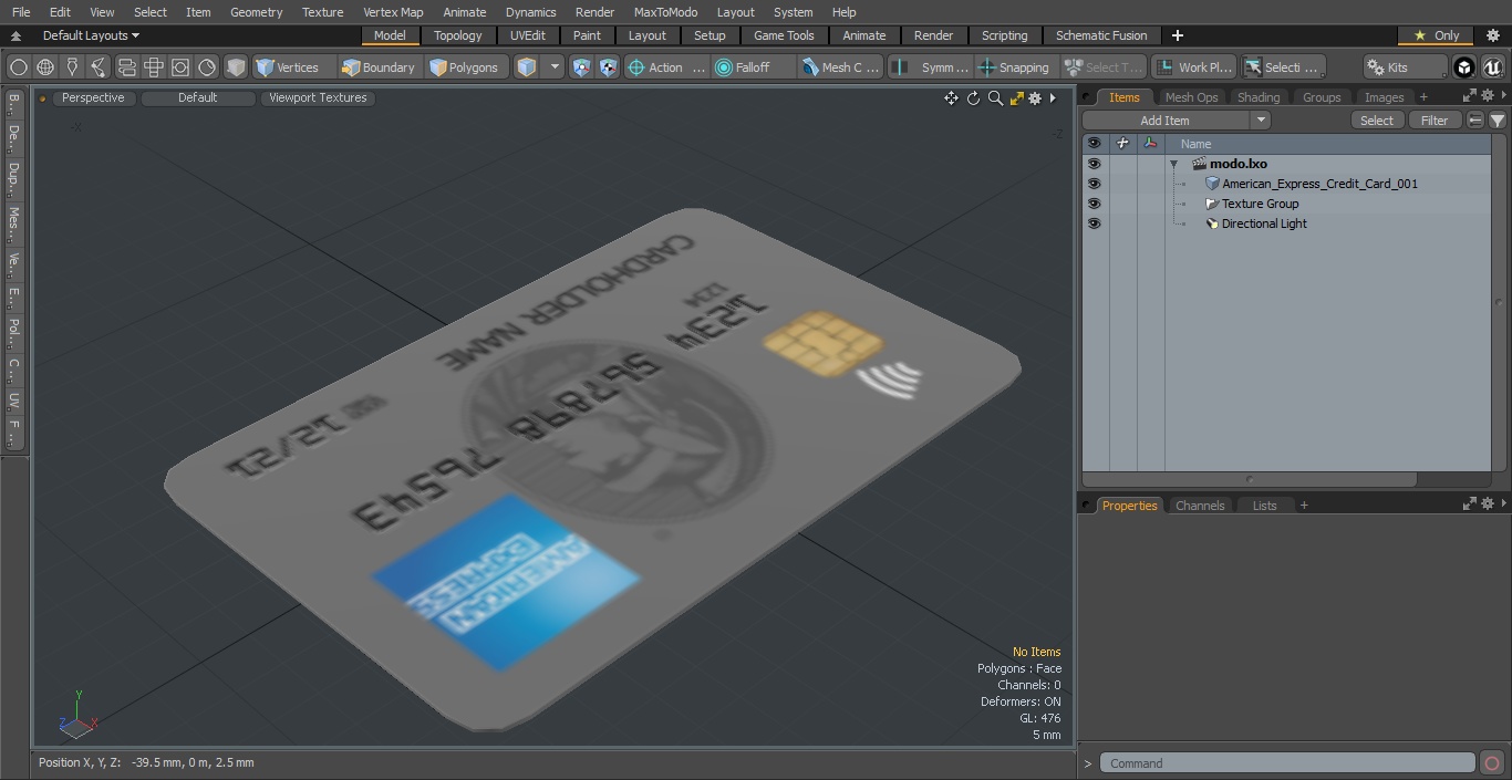3D American Express Credit Card model