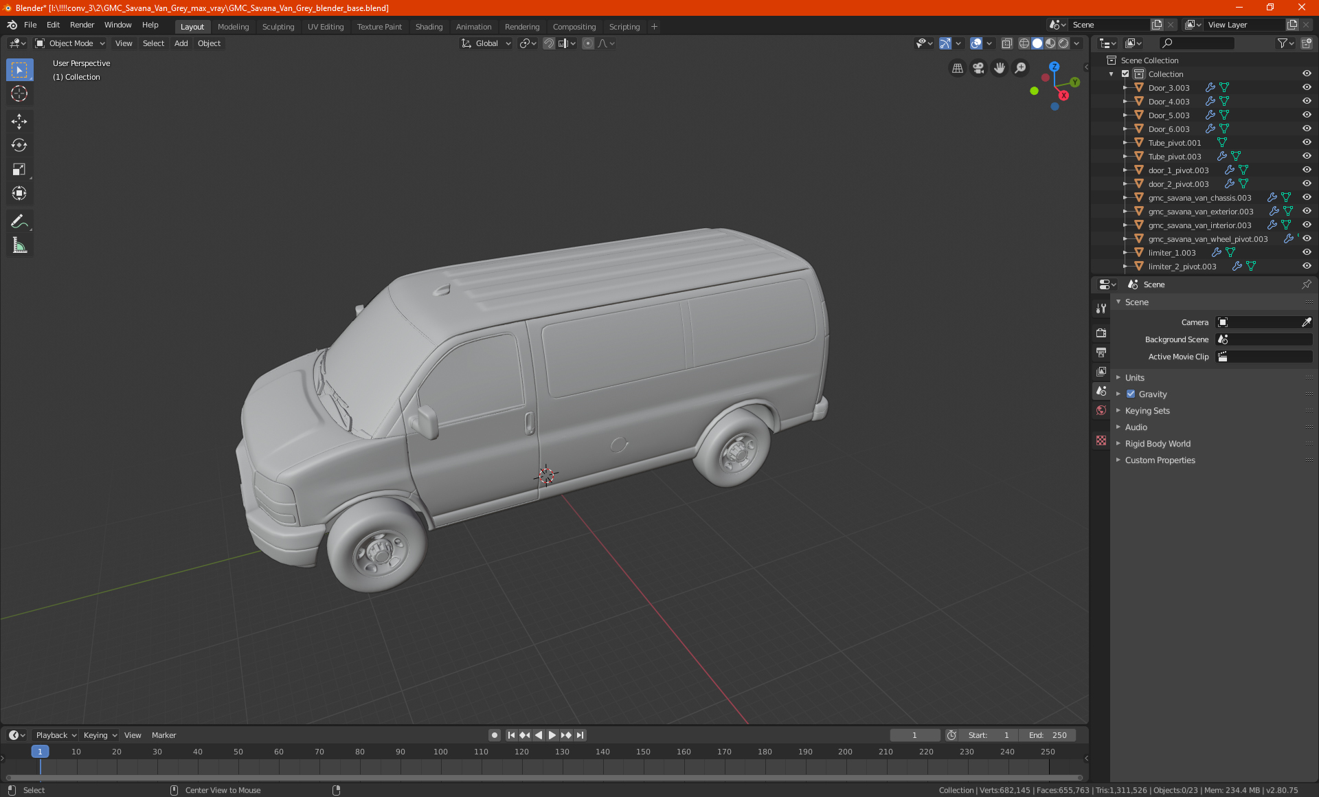 GMC Savana Van Grey 3D model