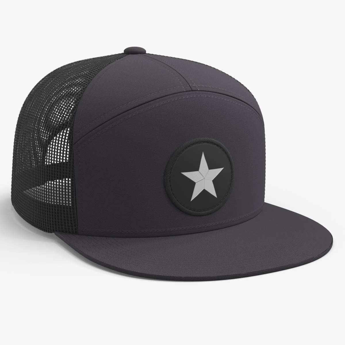 Flat Brim Trucker Hat with Mesh Back
