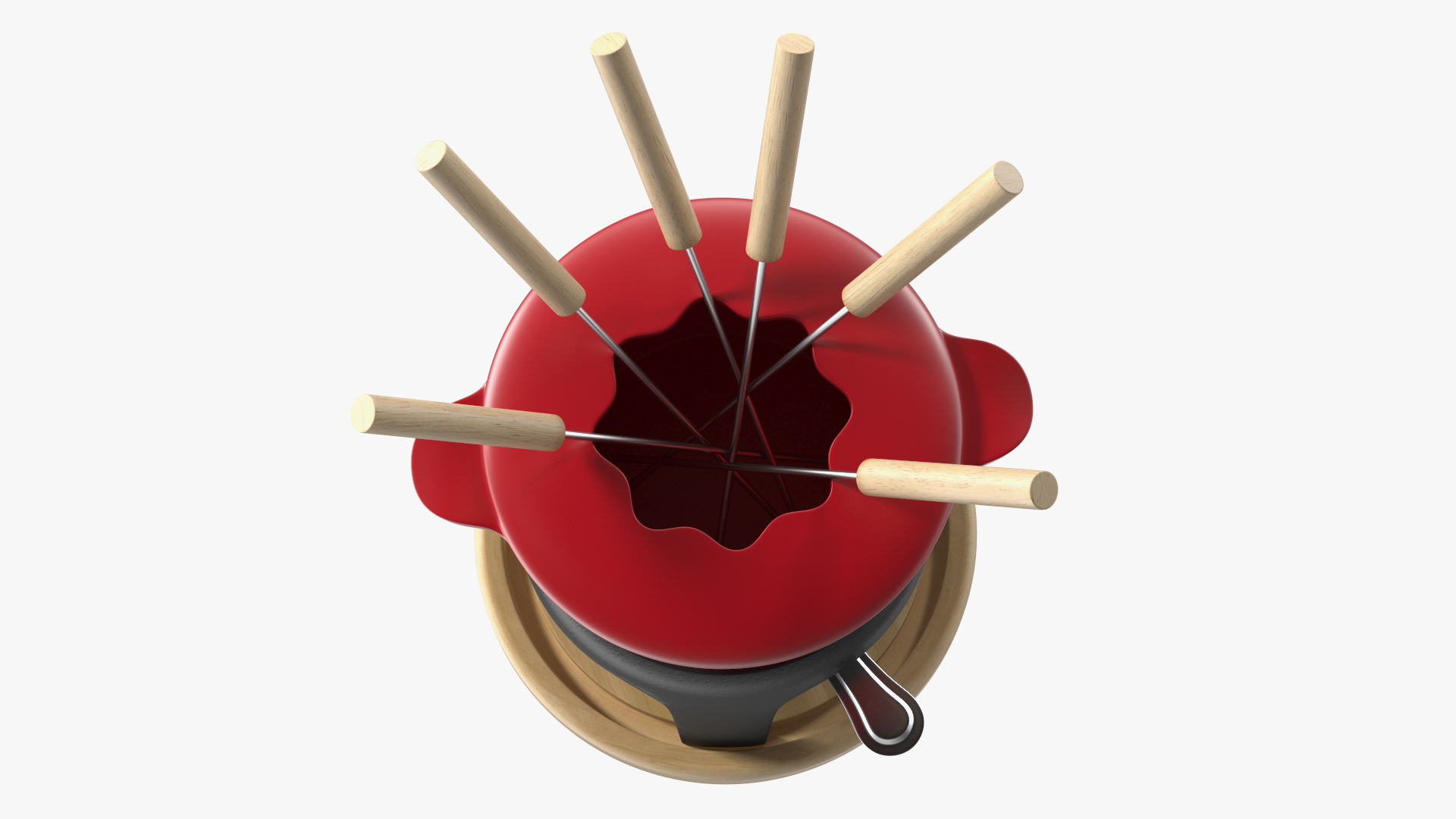Red Cast Iron Fondue Set 3D model