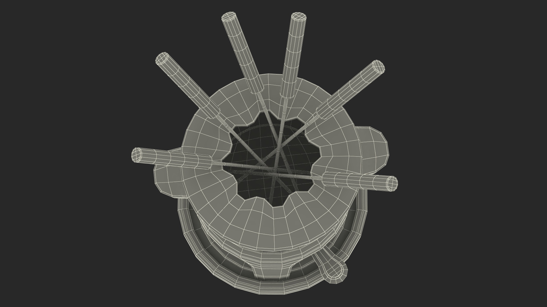 Red Cast Iron Fondue Set 3D model