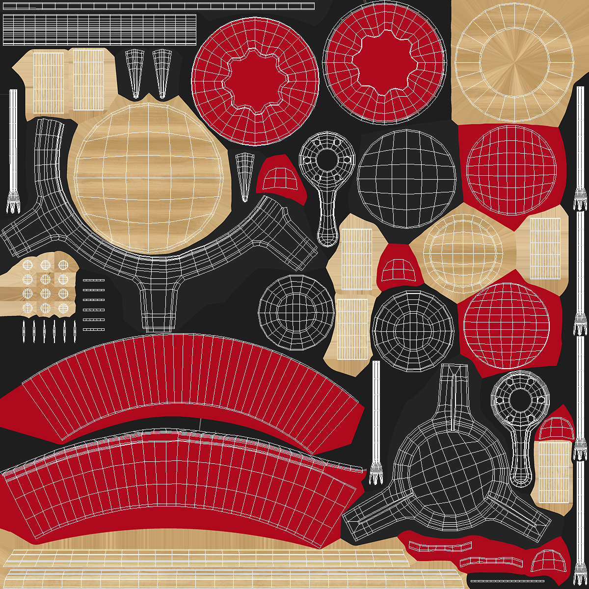 Red Cast Iron Fondue Set 3D model