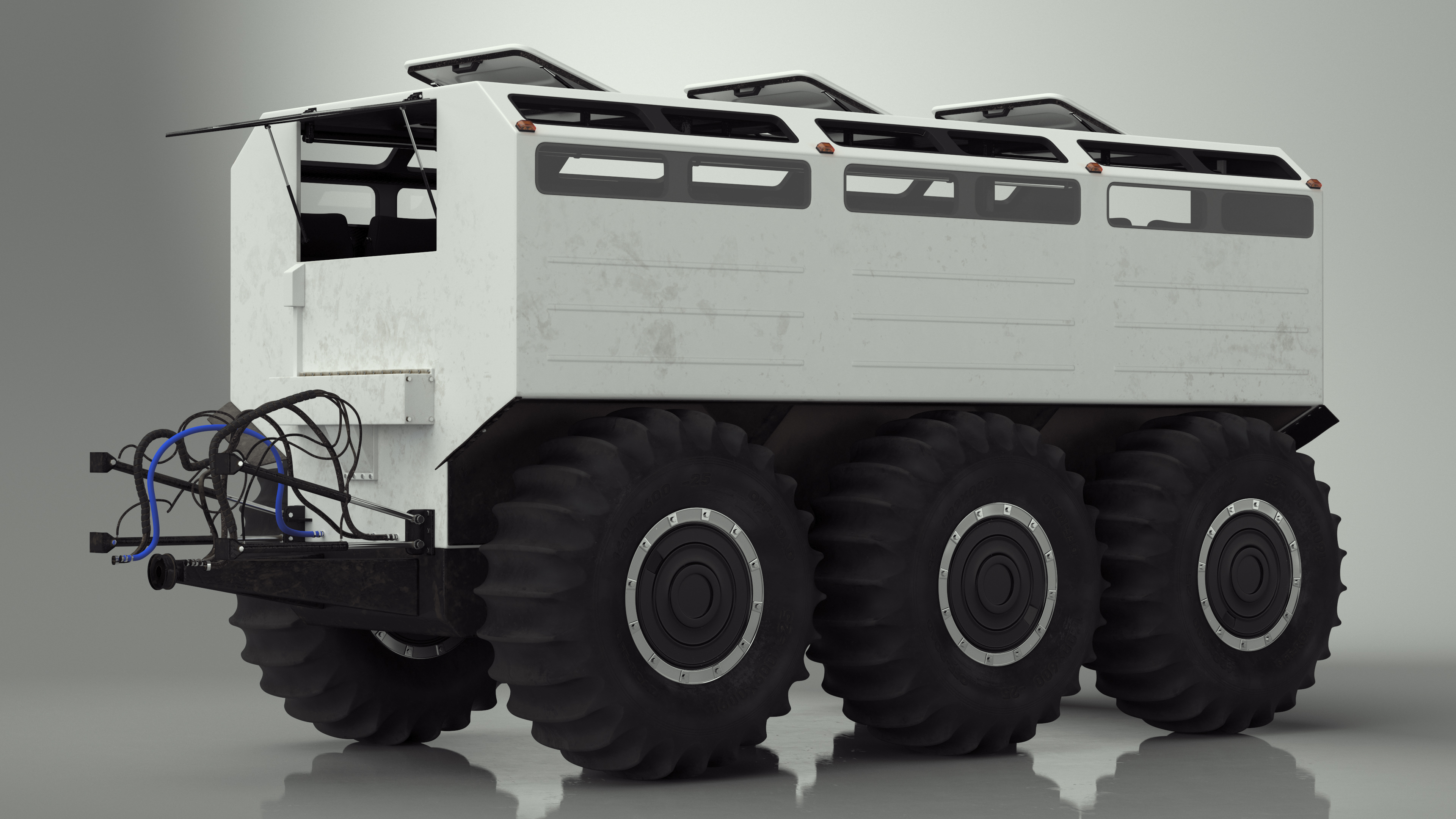 All-Terrain Trailer Light Gray Rigged 3D