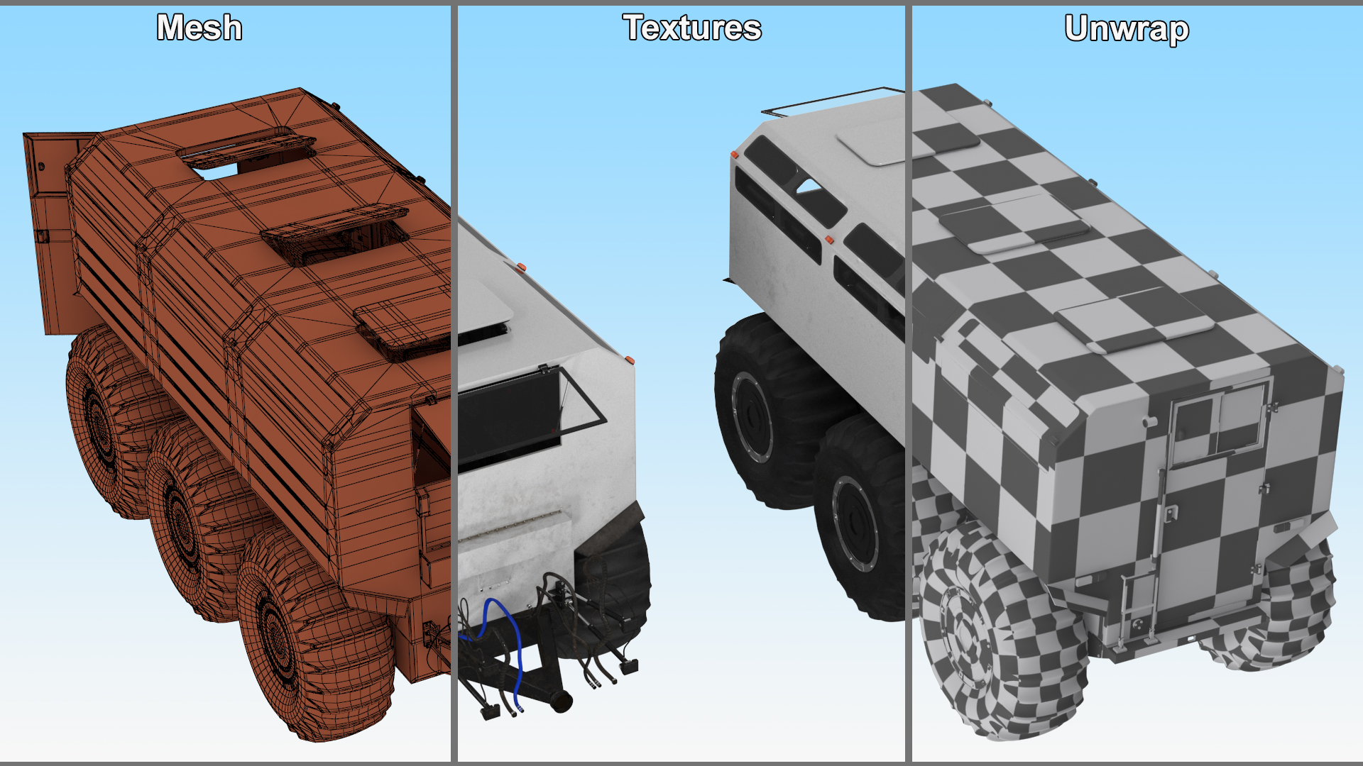 All-Terrain Trailer Light Gray Rigged 3D